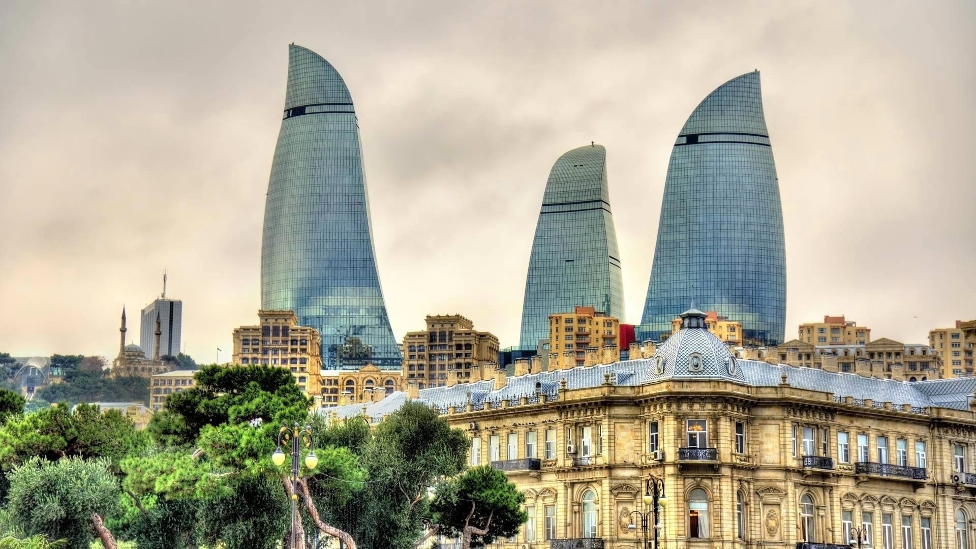 Wallpapers of Baku skyscrapers, Flame Towers spectacle, Modern architecture, Iconic landmarks, 1920x1080 Full HD Desktop