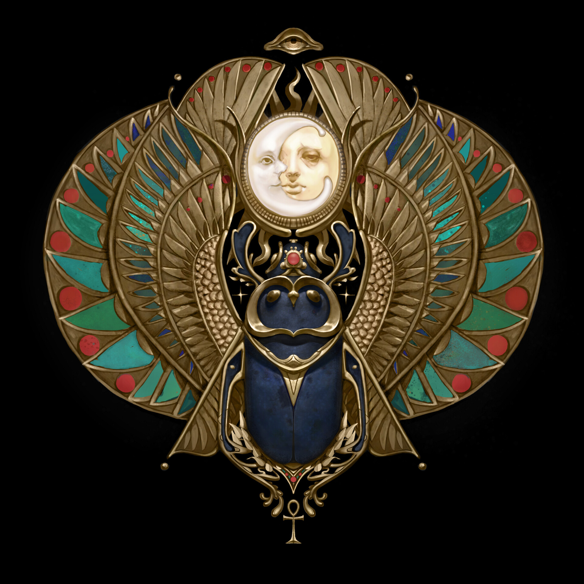 Artstation, Old Egyptian scarab relic, 1920x1920 HD Phone