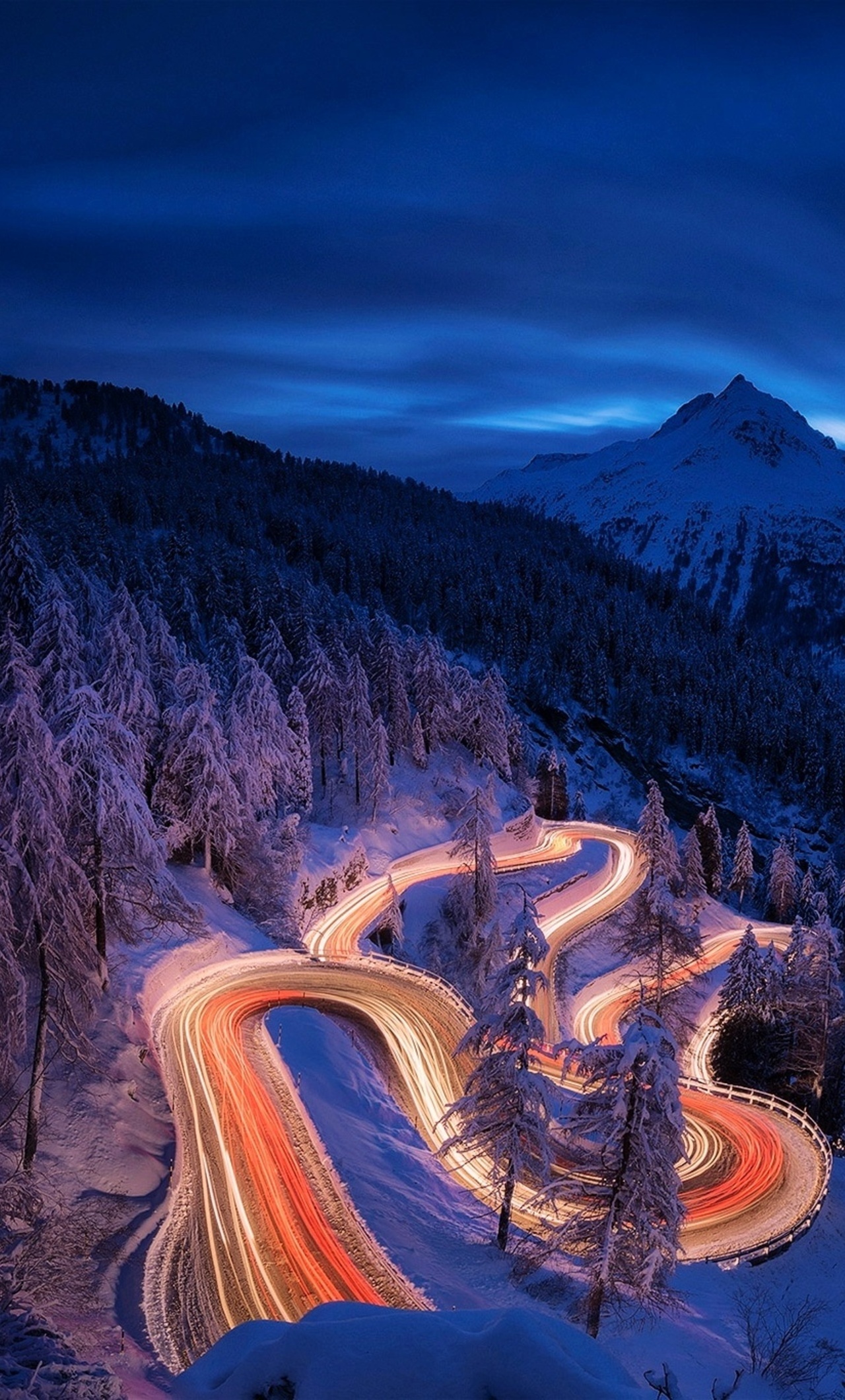 Time lapse, Forest landscape, Mountain night, Night road, Photography, 1280x2120 HD Phone