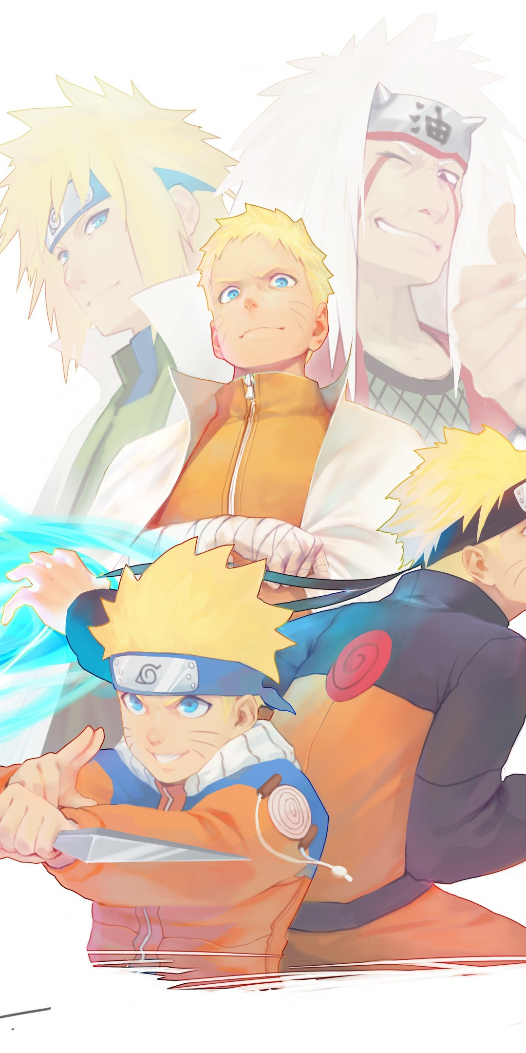 Naruto and Minato, Jiraiya Wallpaper, 1080x2160 HD Phone