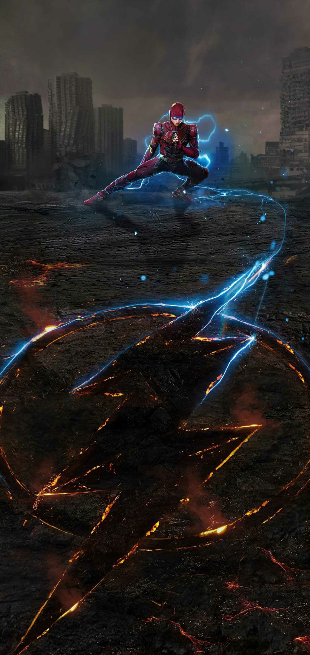 Flash wallpaper, Lightning bolt logo, Superhero symbol, Vibrant colors, 1080x2280 HD Phone