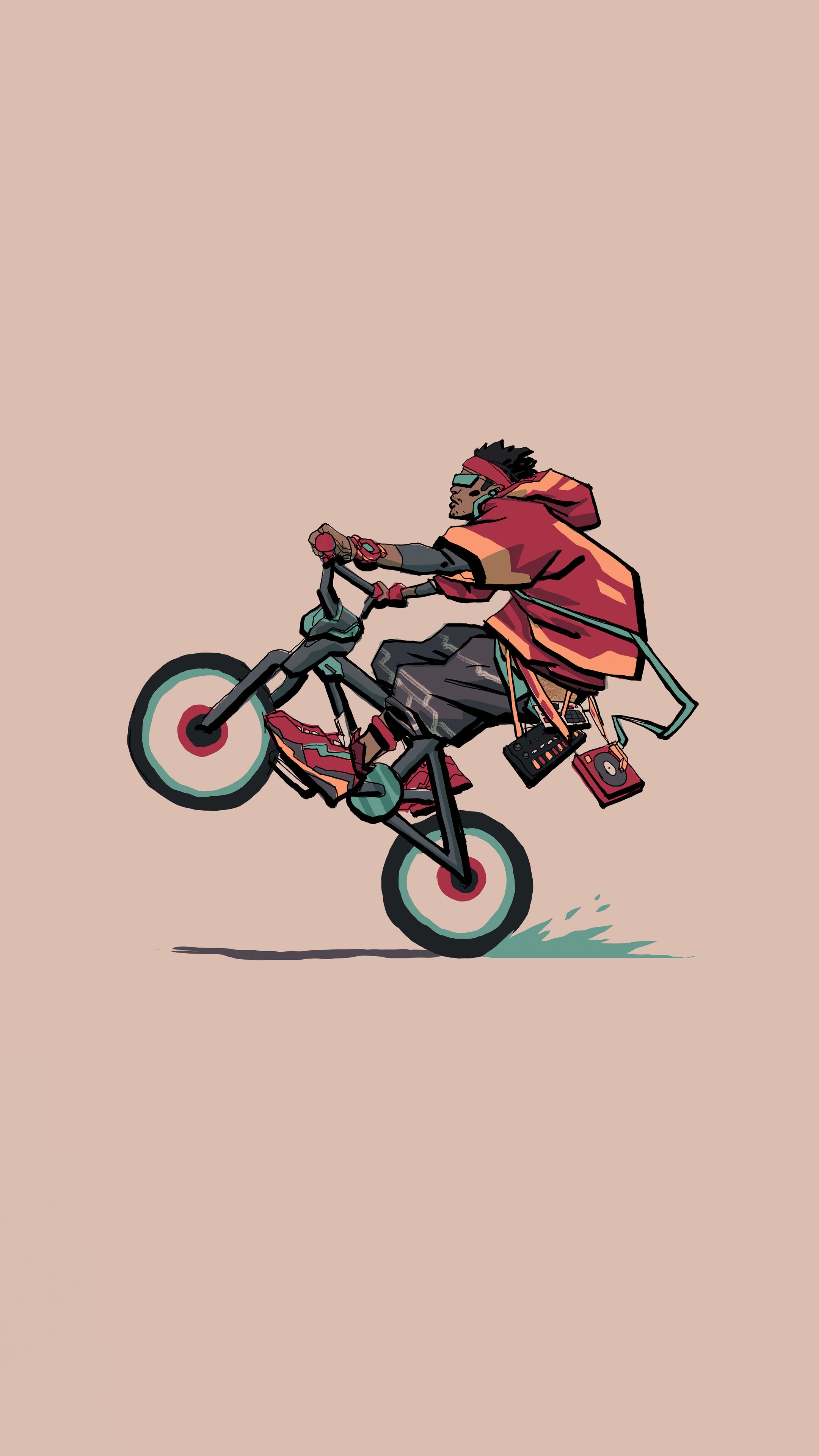 Cyclist wheelie, Minimal 4K, Sony Xperia X, Urban landscape, 2160x3840 4K Phone
