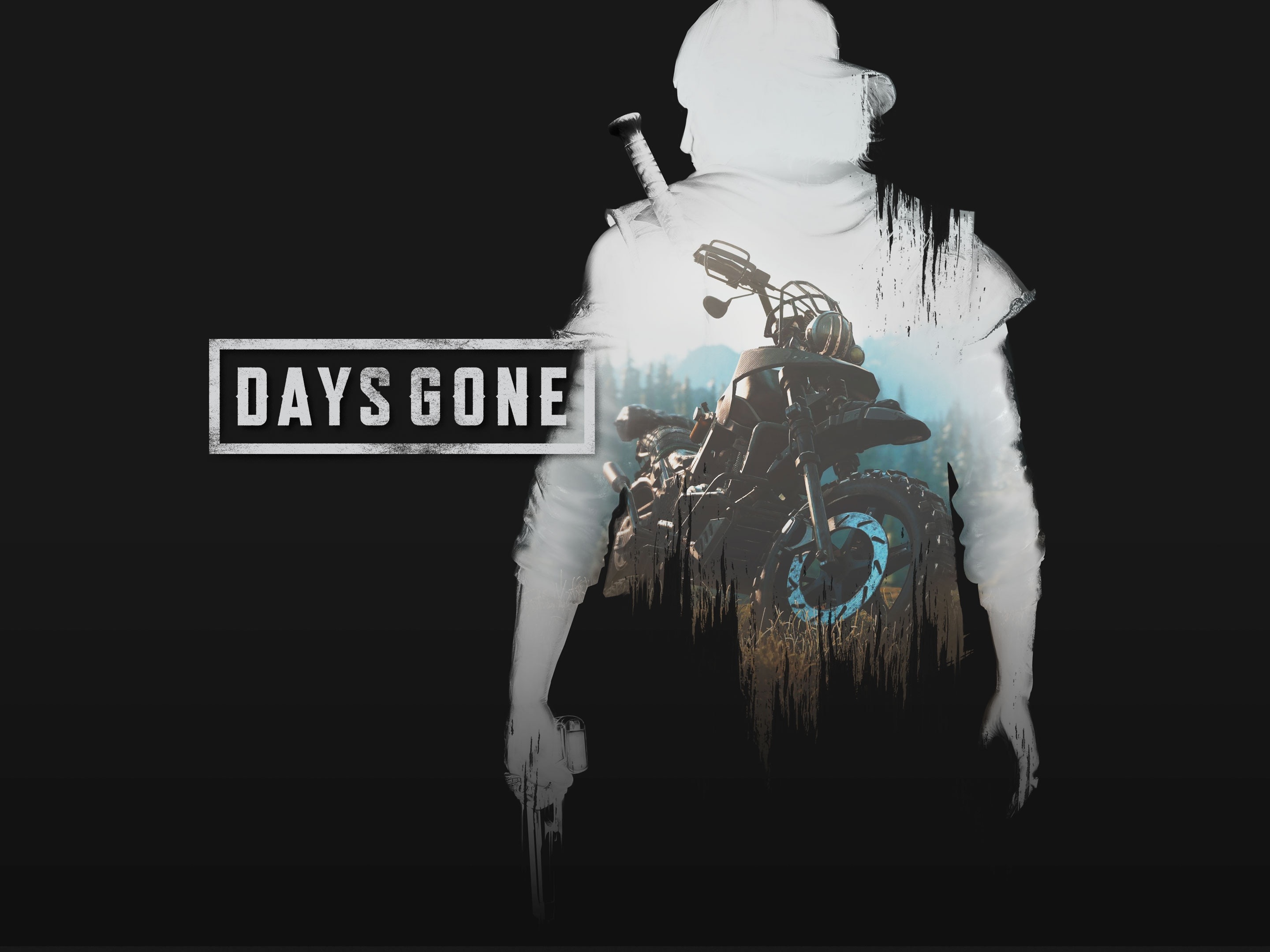Deacon St. John silhouette, drifter bike, DAYS GONE logo, HD Desktop wallpaper