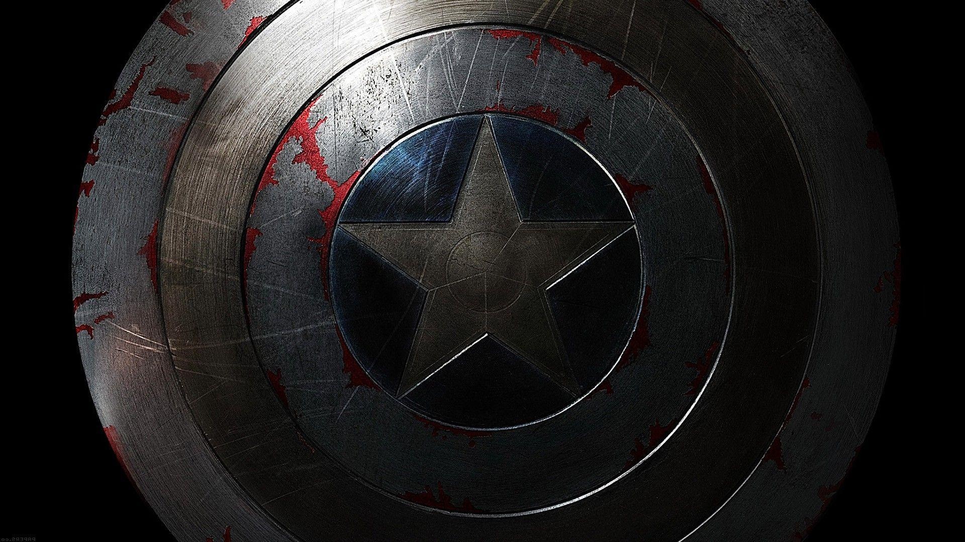 Captain America's shield, battle-damaged vibranium, scratched star emblem, Full HD Desktop wallpaper