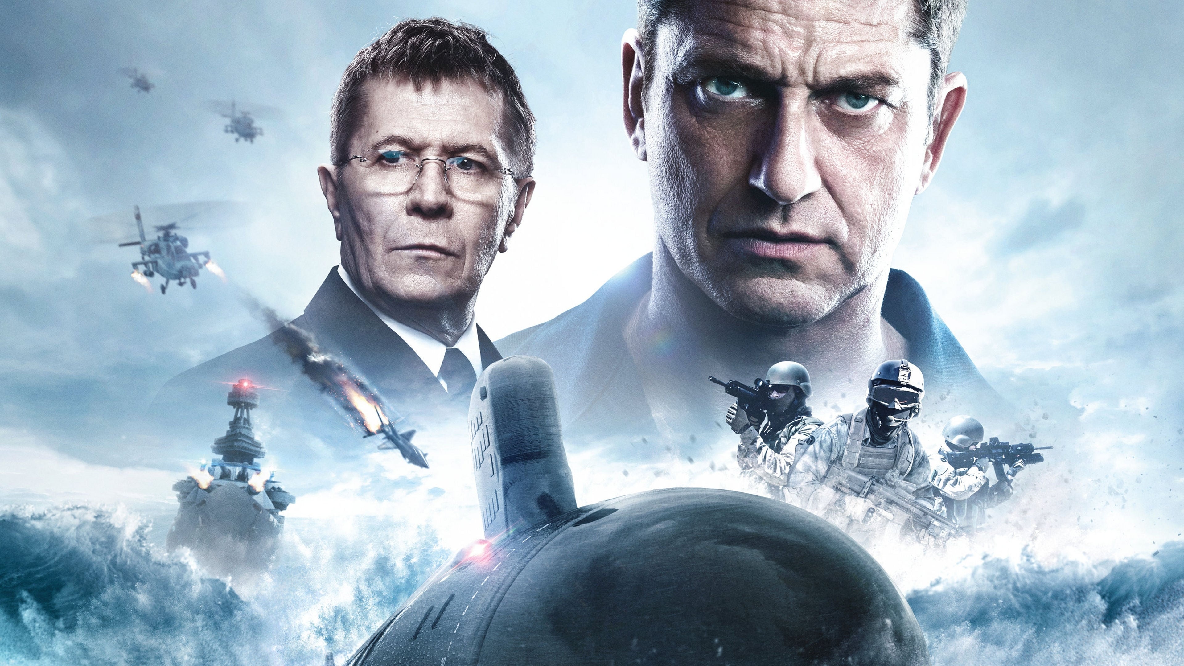 Hunter Killer movie, Backdrops images, Intrigue and suspense, Engaging plot twists, 3840x2160 4K Desktop