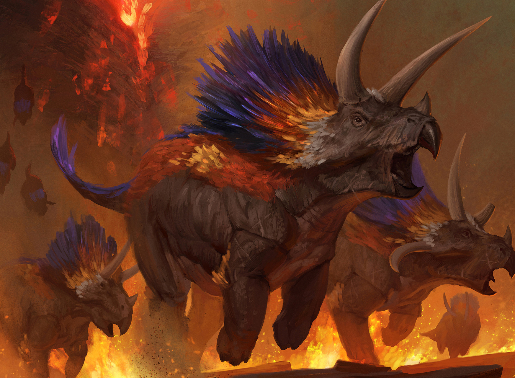 Triceratops, Magic the Gathering, Fantasy wallpaper, Dinosaur theme, 2000x1470 HD Desktop