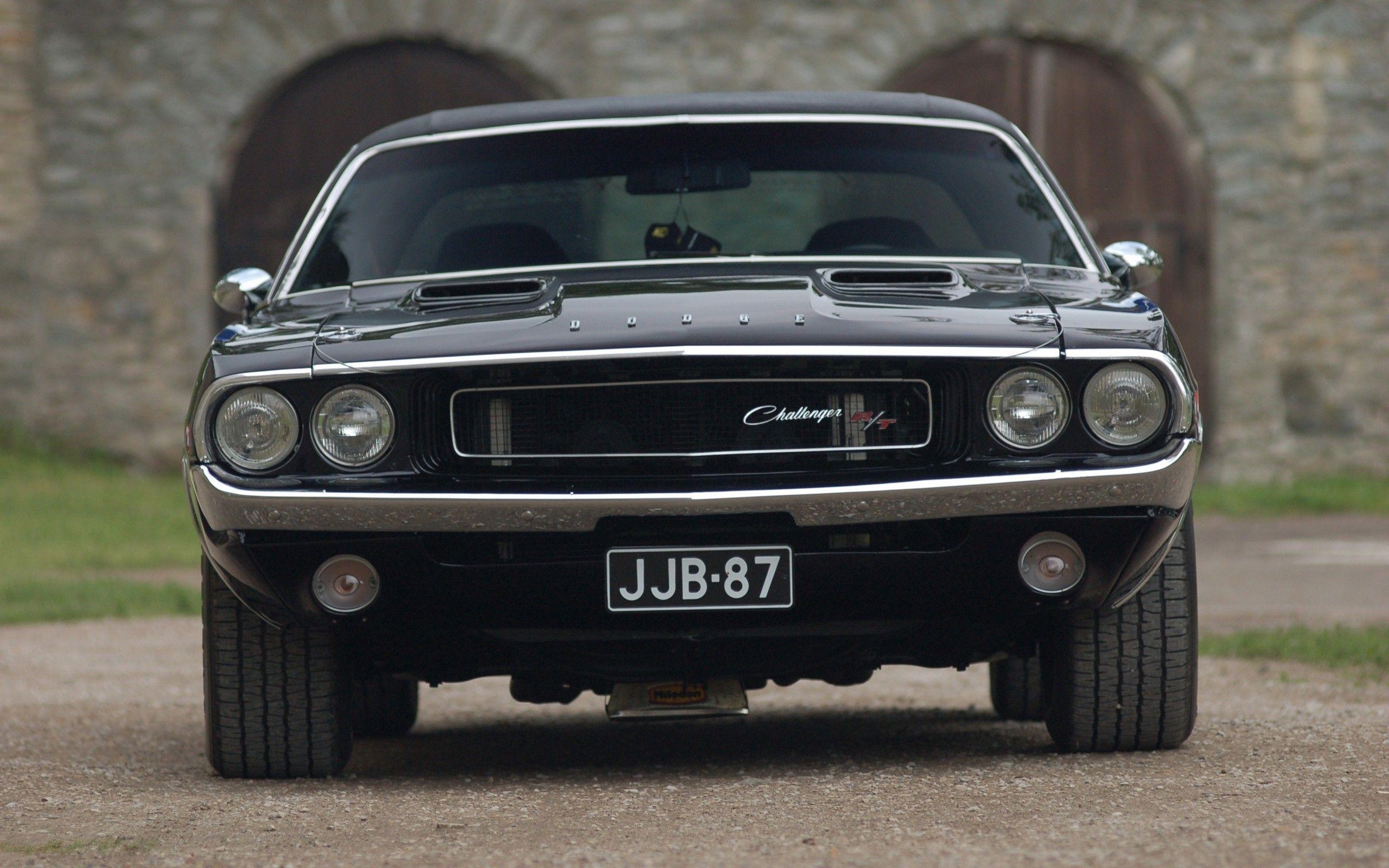 1970 Dodge Challenger R/T, JJB-87 license plate, recessed quad headlights, HD Desktop wallpaper
