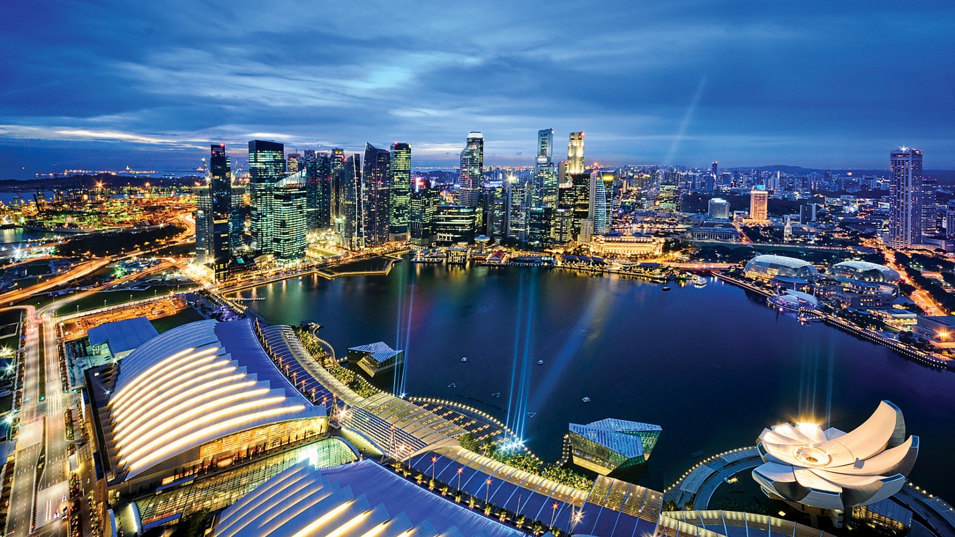 Singapore night life, 4K wallpaper, Urban vibrance, City lights, 1920x1080 Full HD Desktop