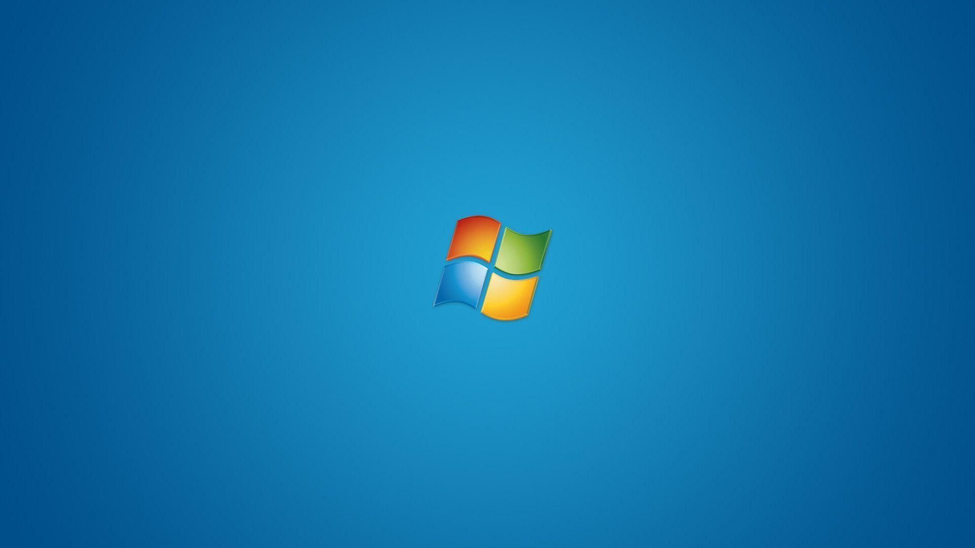 Windows 7 logo, four-color glass flag, blue radial gradient, Full HD Desktop wallpaper
