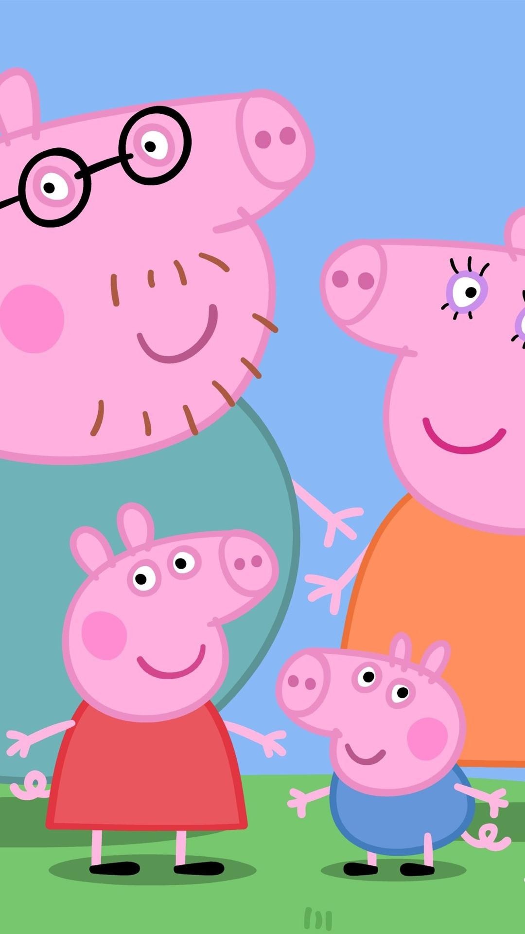 Peppa Pig, Daddy Pig, Mummy Pig, George Pig, Full HD Phone wallpaper