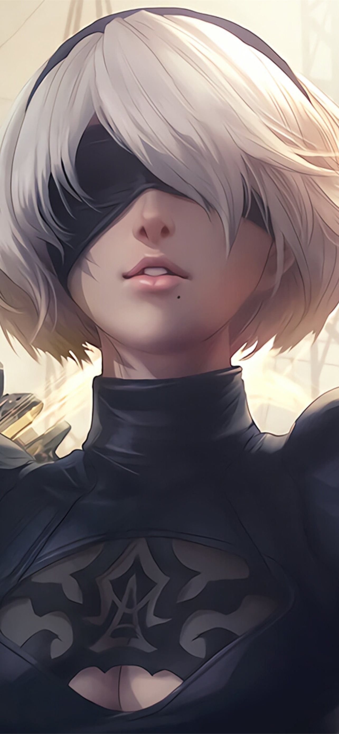 2B (NieR:Automata), YoRHa combat visor, Black embroidered gothic dress, HD Phone wallpaper