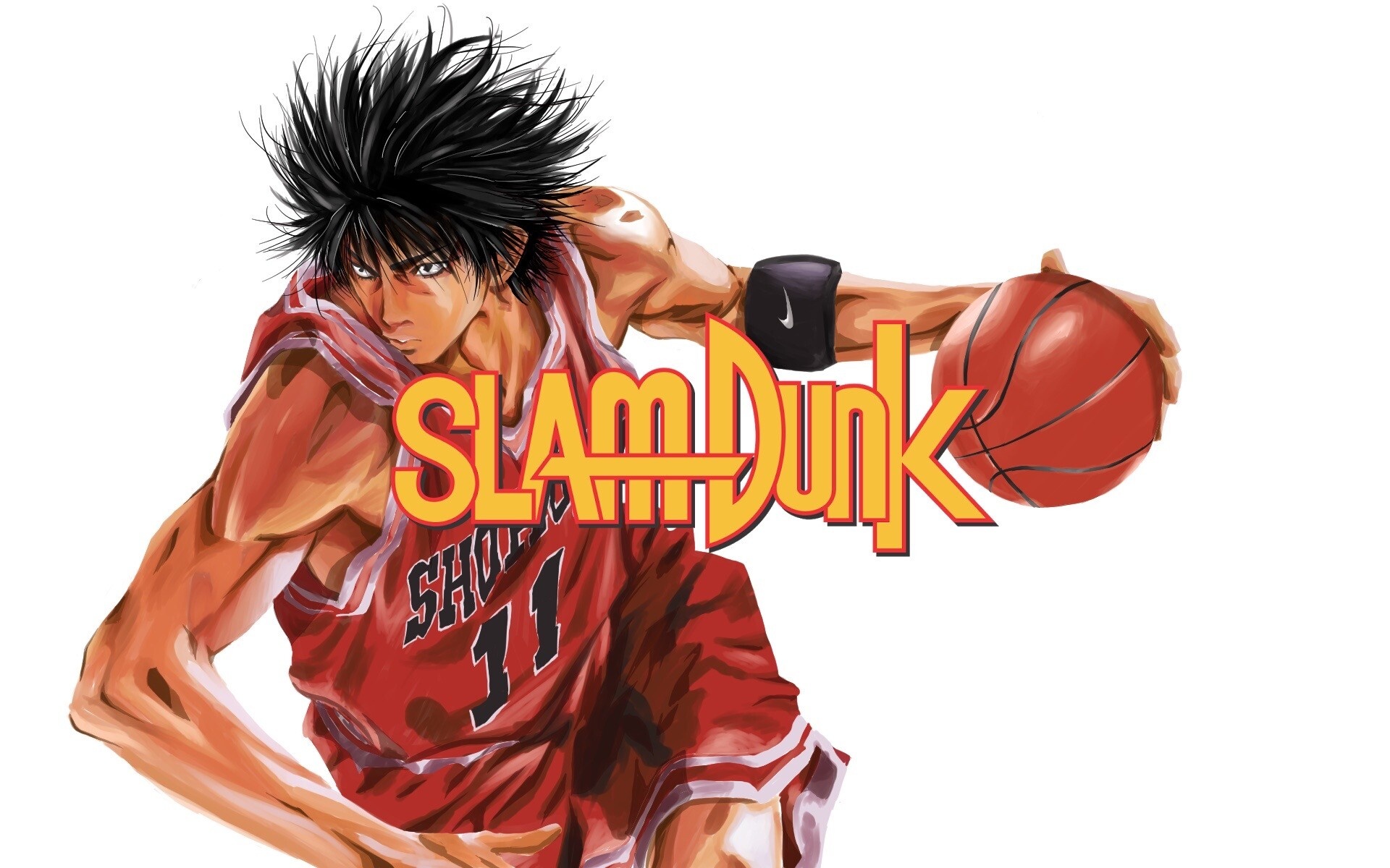 Kaede Rukawa, SLAM DUNK logo, Shohoku basketball jersey, HD Desktop wallpaper