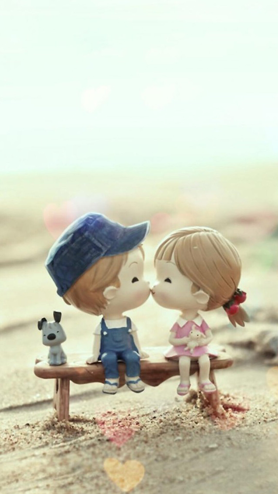 Cartoon couple kiss, Playful love, Whimsical romance, Cute and fun, 1080x1920 Full HD Phone