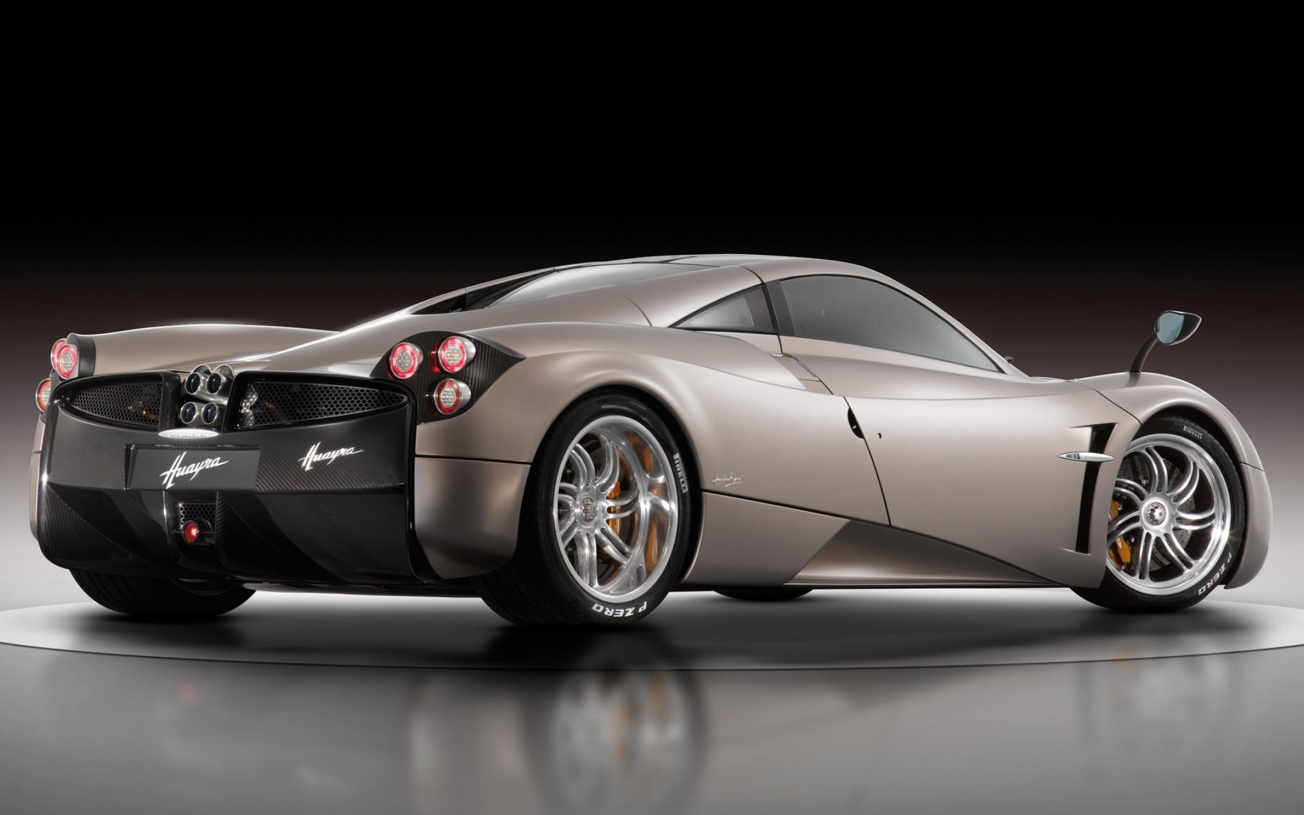 Pagani Huayra, Pagani quad exhaust, Reflective studio turntable, HD Desktop wallpaper