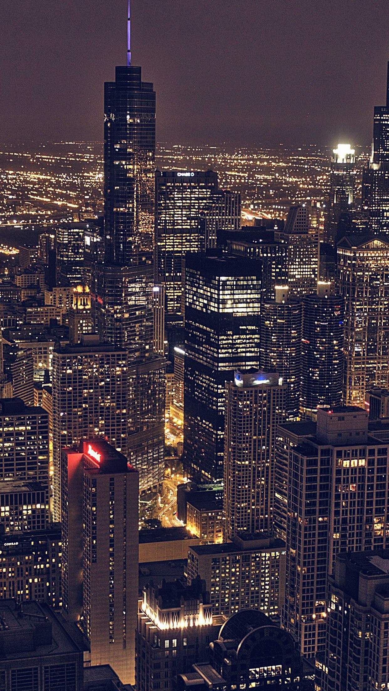 Trump Tower Chicago, Chicago skyline at night, illuminated downtown skyscrapers, HD Phone wallpaper
