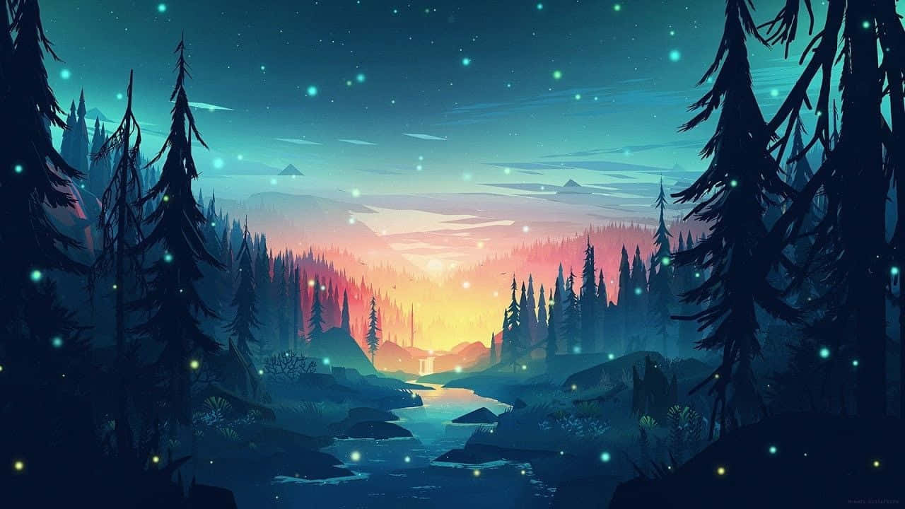 Forest Lo Fi Desktop Wallpaper 1280x720