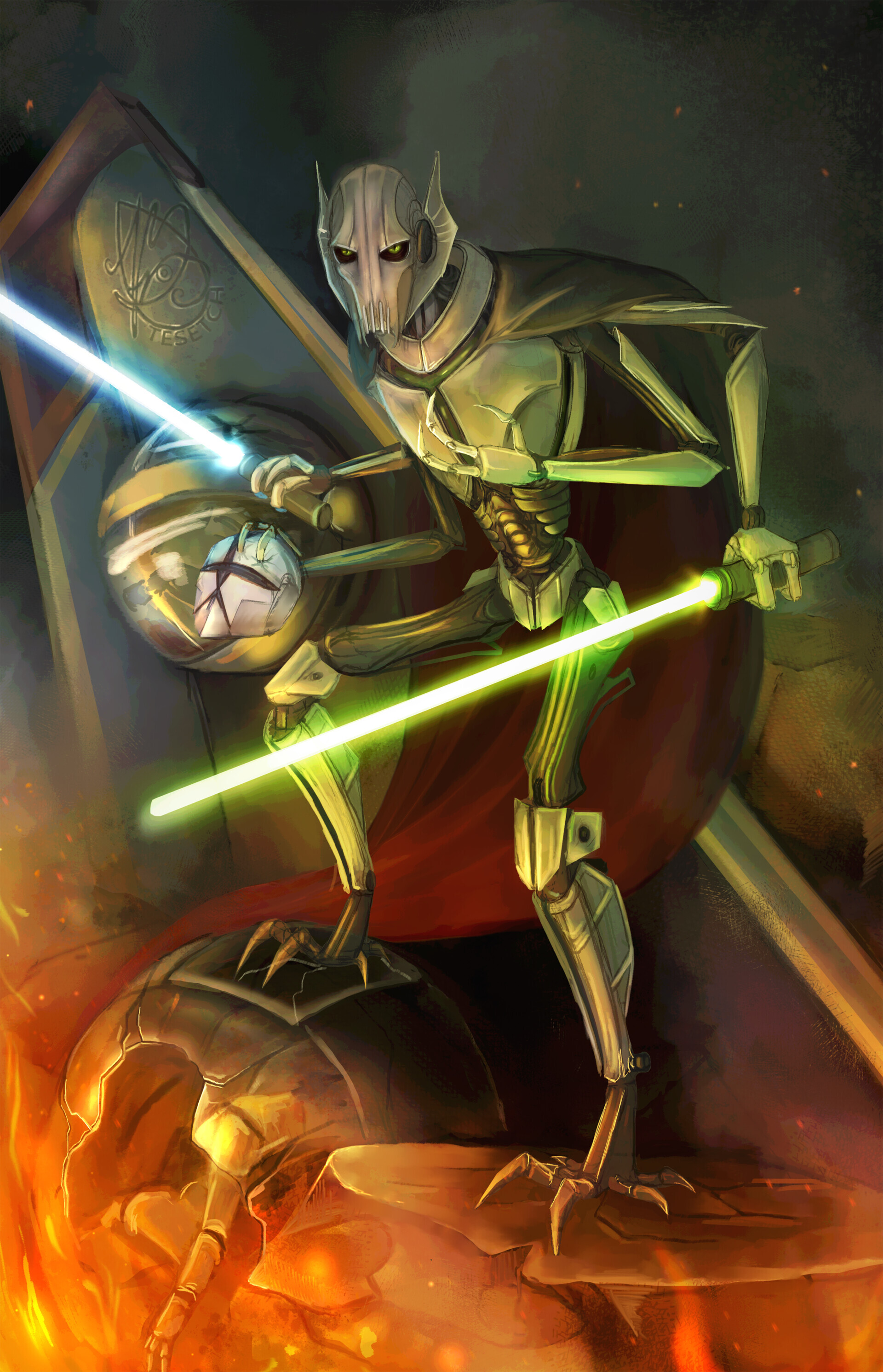 Tess Lanyon, Tesetch, General Grievous concept, Character design, 1920x2990 HD Phone