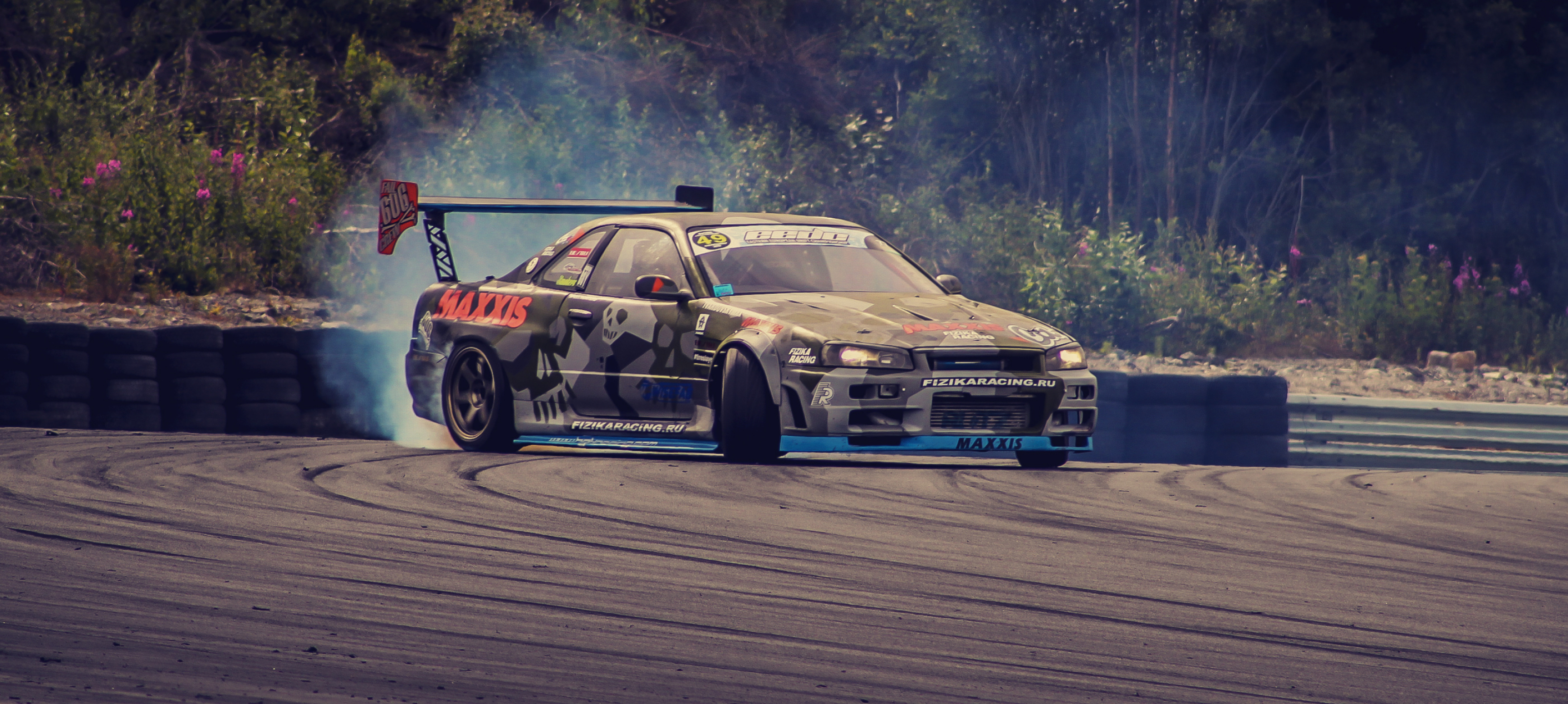 Nissan Skyline, Drifting Wallpaper, 3460x1560 Dual Screen Desktop