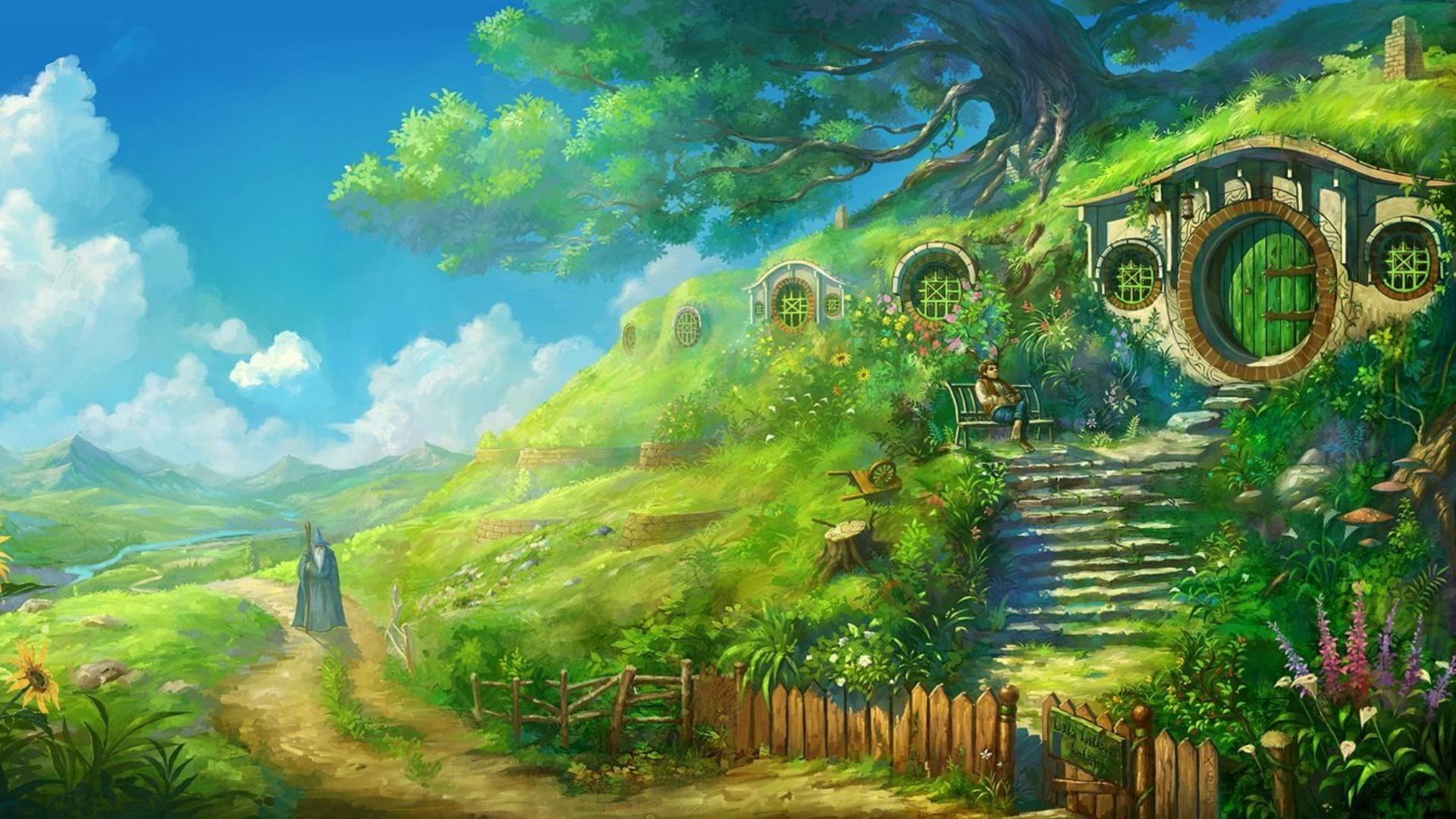 Artwork, The Shire (The Lord of the Rings) Wallpaper, 1920x1080 Full HD Desktop