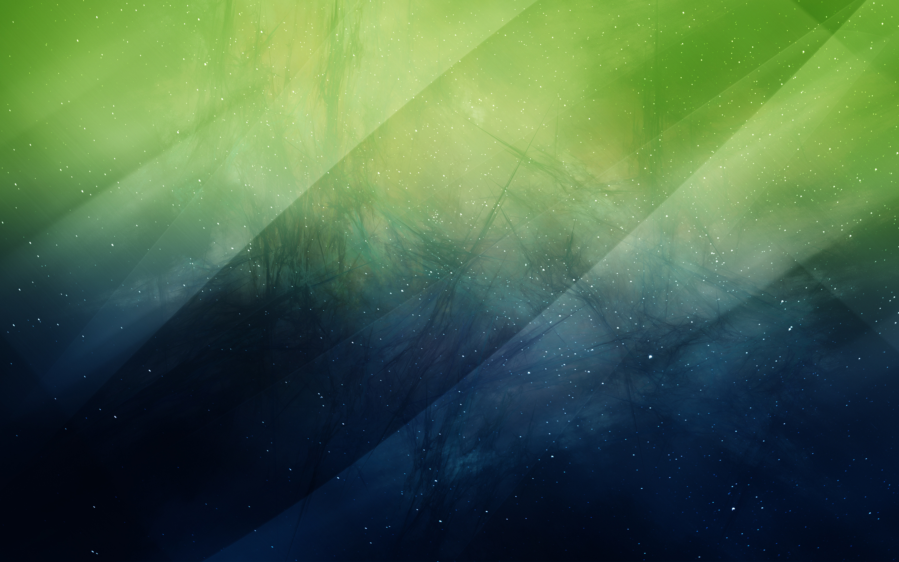 geometric diagonal bands, wispy green nebula, scattered stardust specks, HD Desktop wallpaper