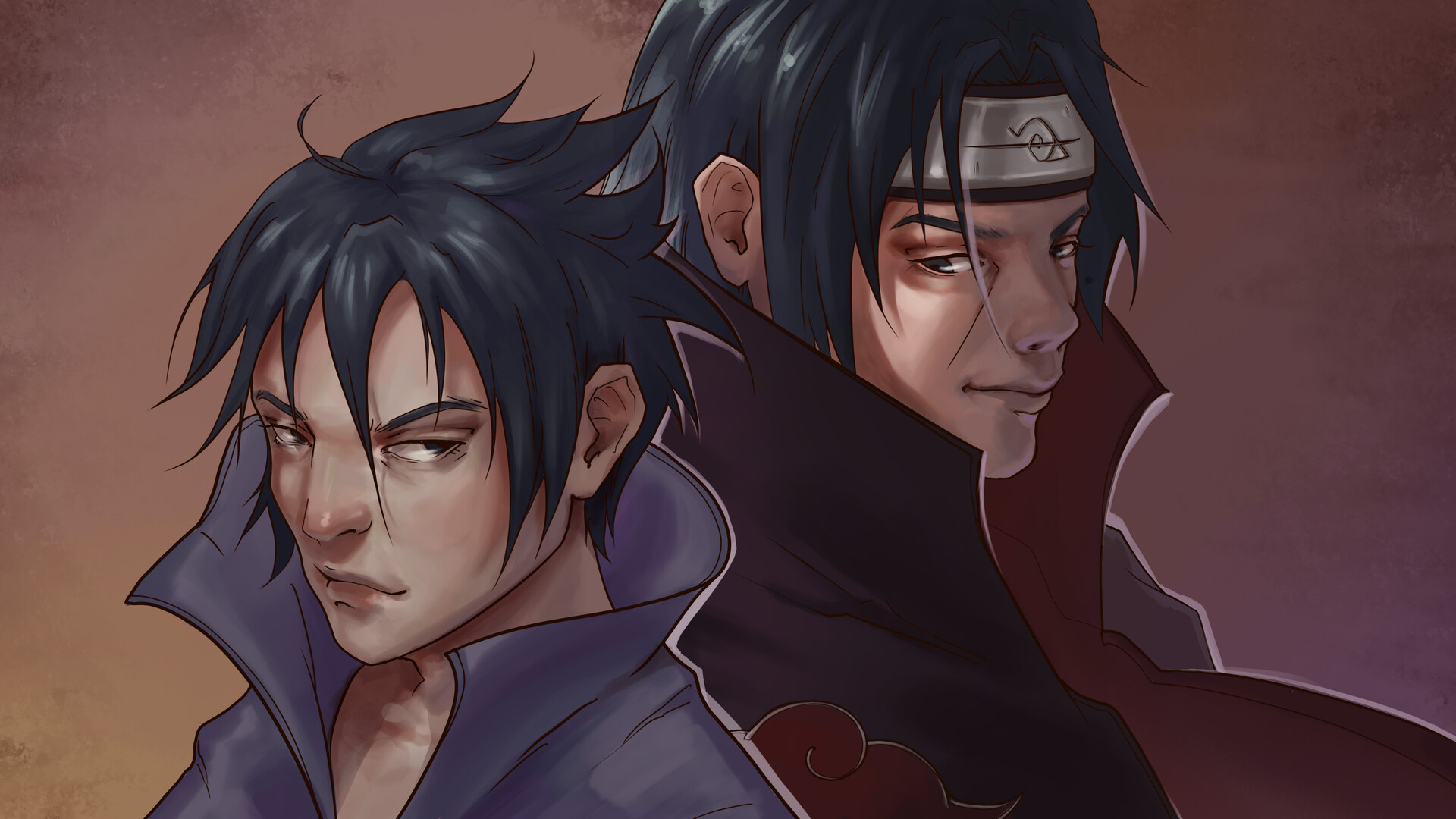 Sasuke Uchiha, Itachi Uchiha, Akatsuki cloak, Full HD Desktop wallpaper
