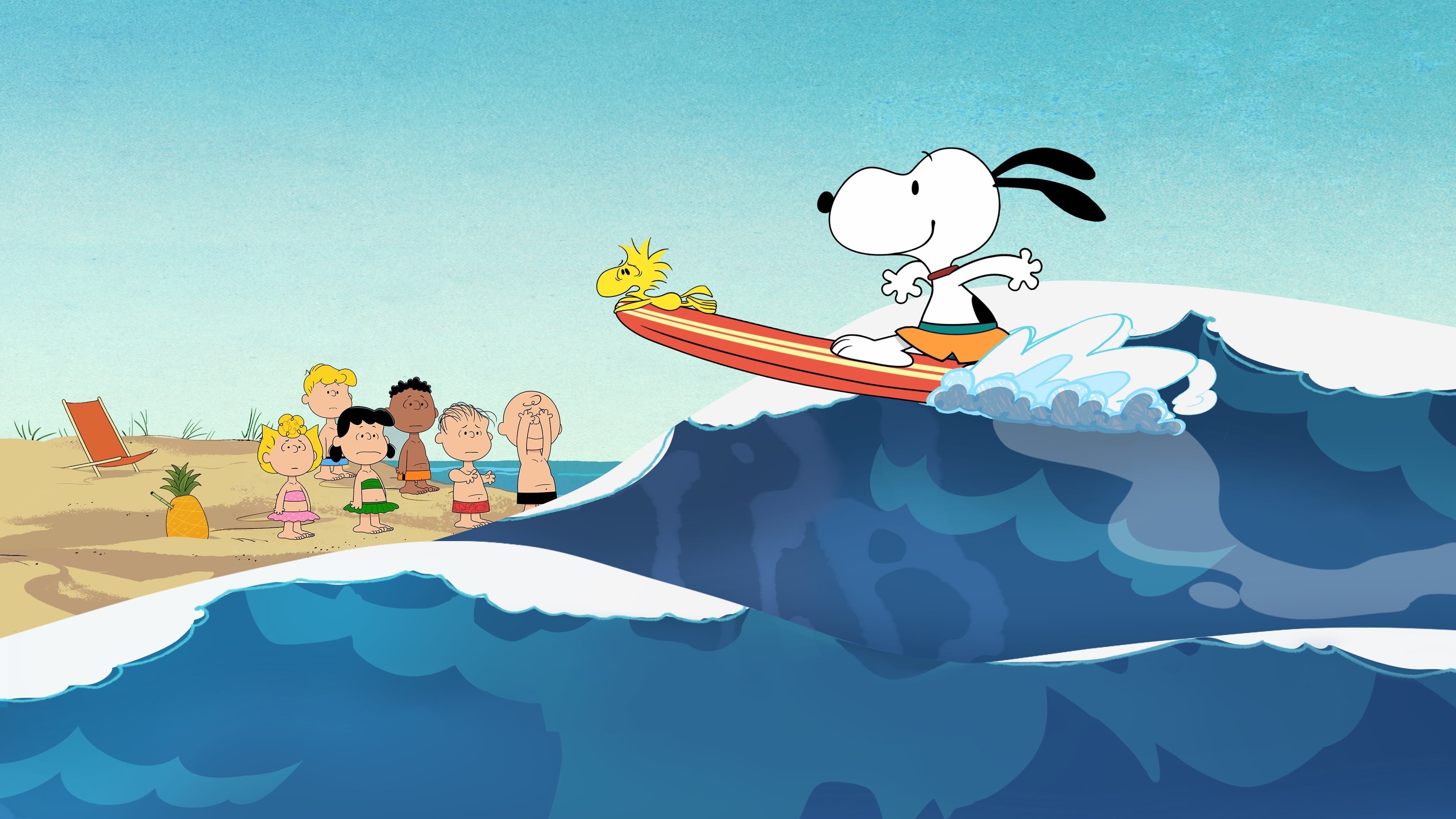 Snoopy surfing, Woodstock, Charlie Brown, Peanuts gang, 4K Desktop wallpaper