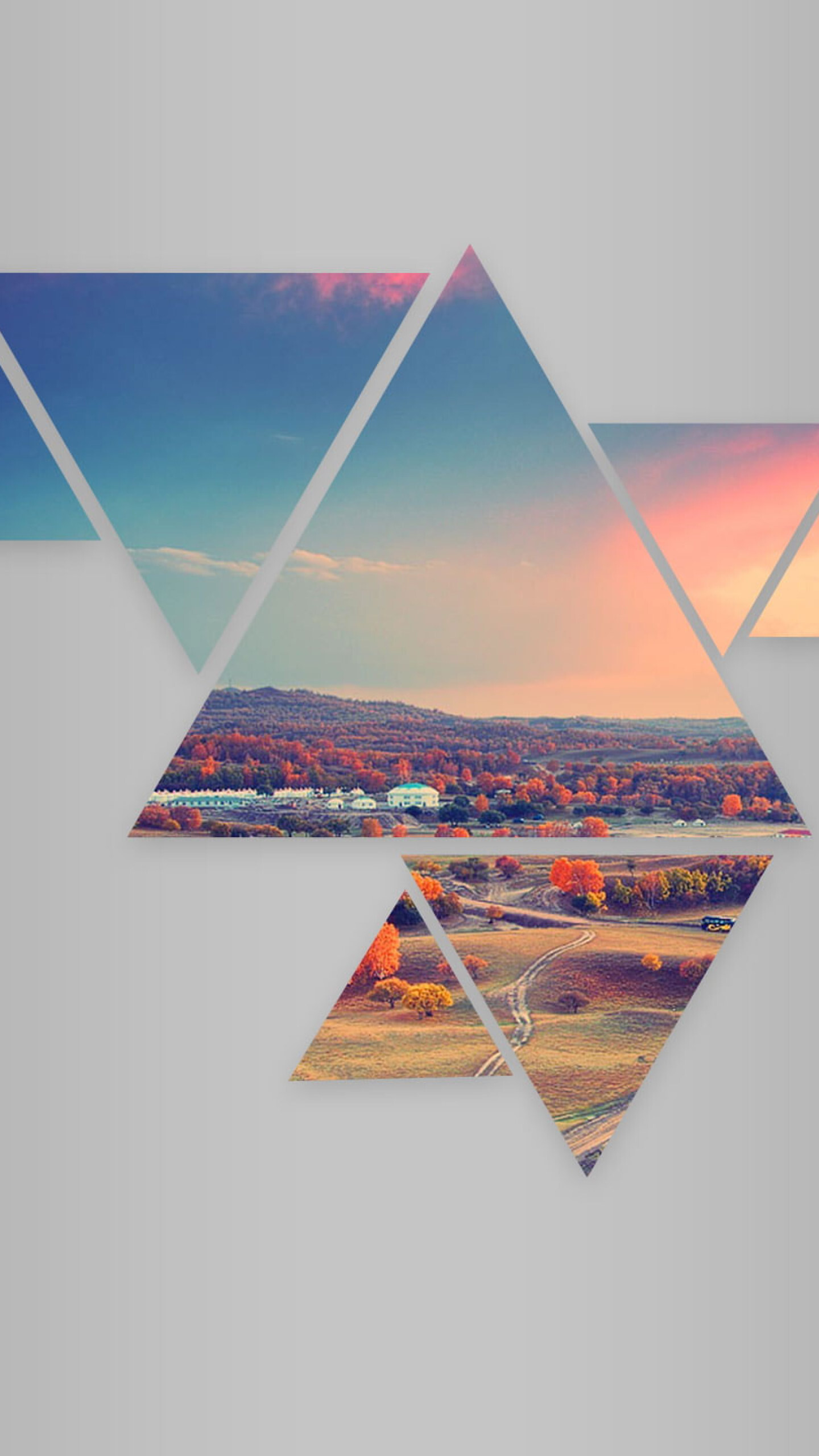 Abstract sunset triangle, Digital art wallpaper, Simple design, Serene atmosphere, 1440x2560 HD Phone