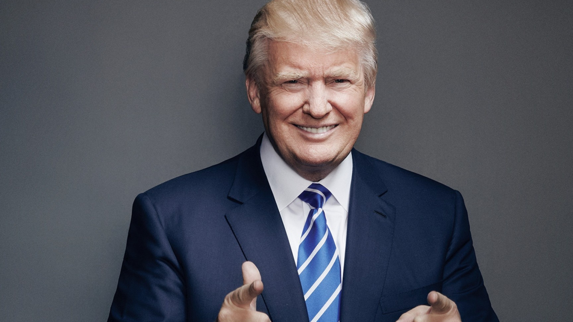 Donald Trump, blue striped tie, navy blue suit, Full HD Desktop wallpaper
