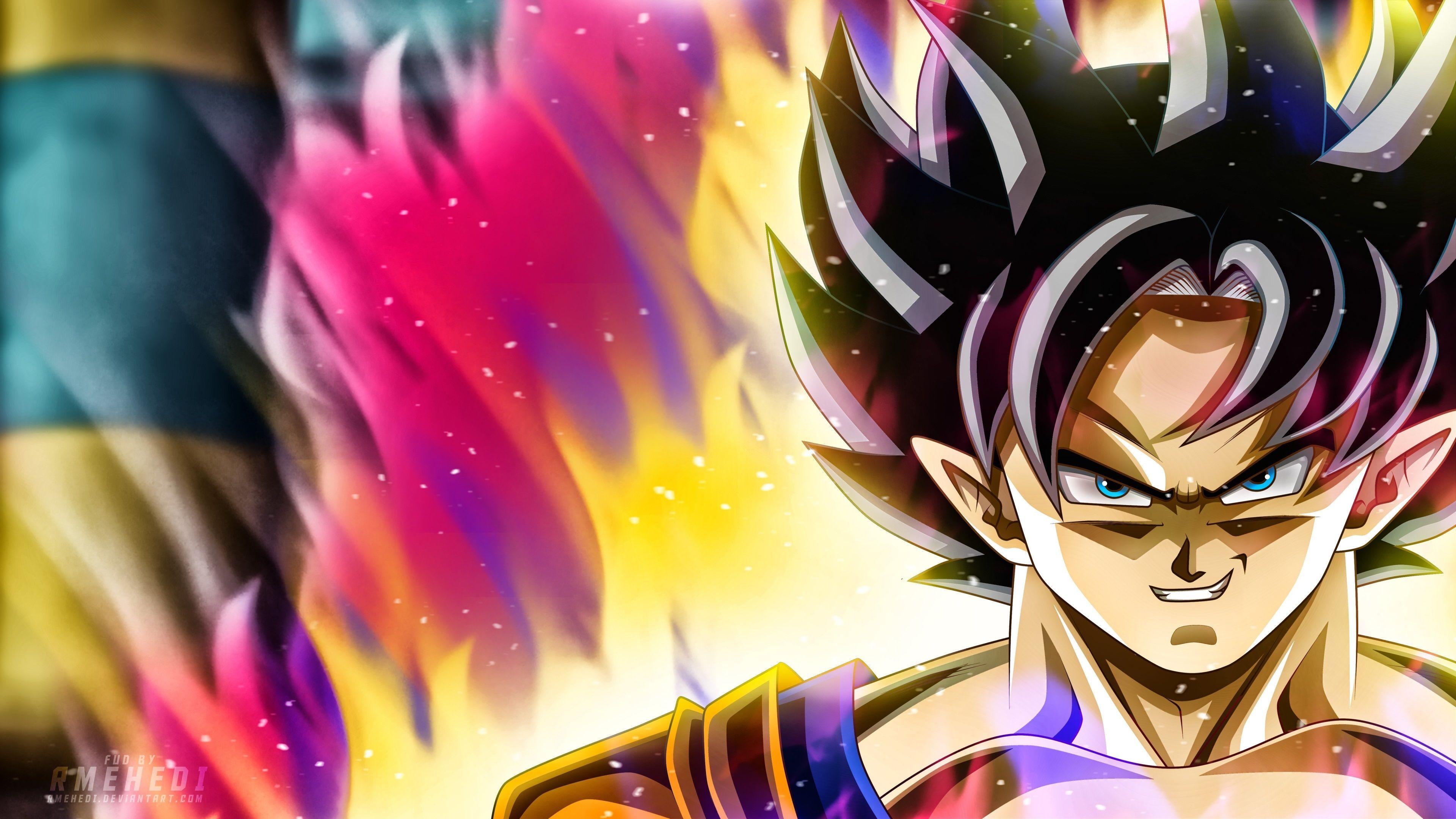 Ultra Instinct Sign Goku, Fiery purple ki aura, Dragon Ball Super, 4K Desktop wallpaper