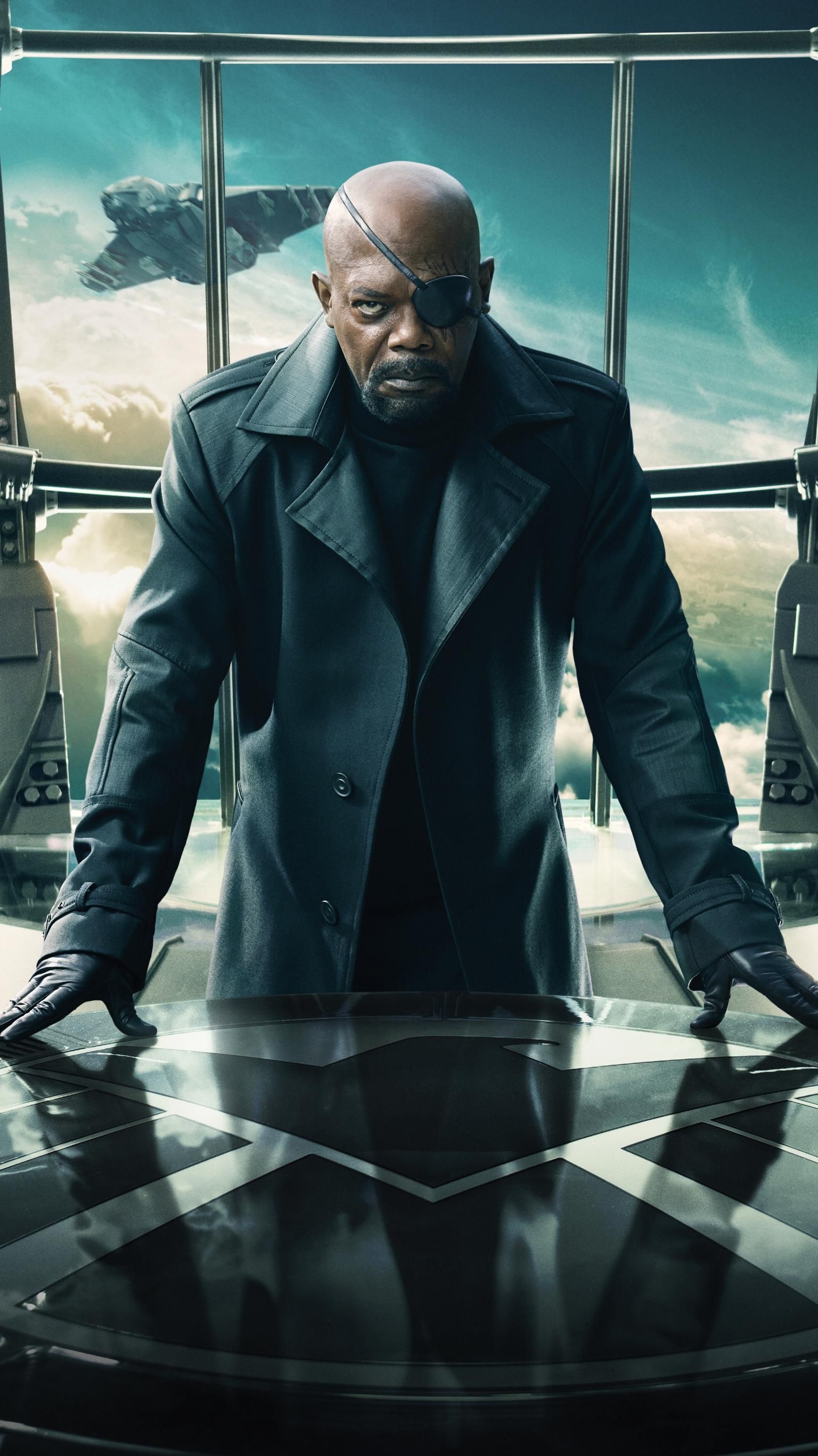 Captain America: Civil War, Phone wallpaper, Nick Fury, Marvel, 1540x2740 HD Phone