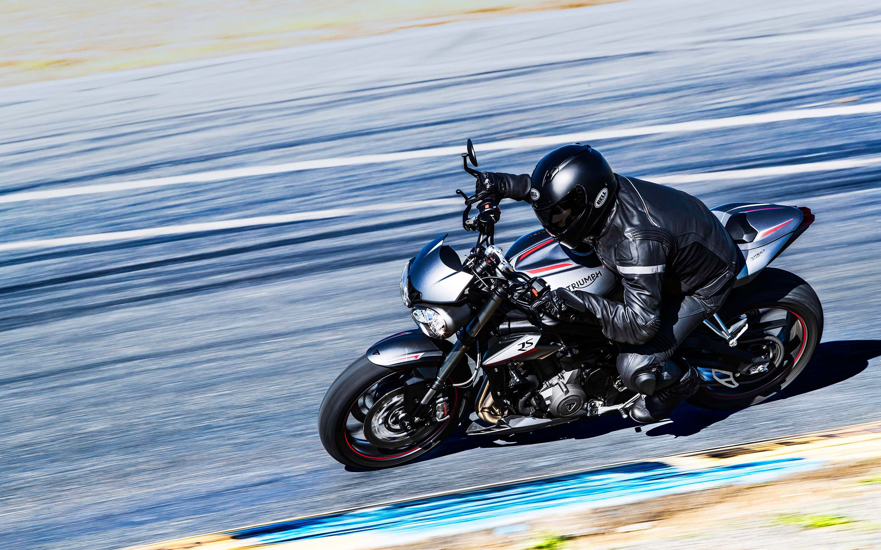 Triumph Street Triple RS, 2017 raceway, Rider Triumph, 2880x1800 HD Desktop