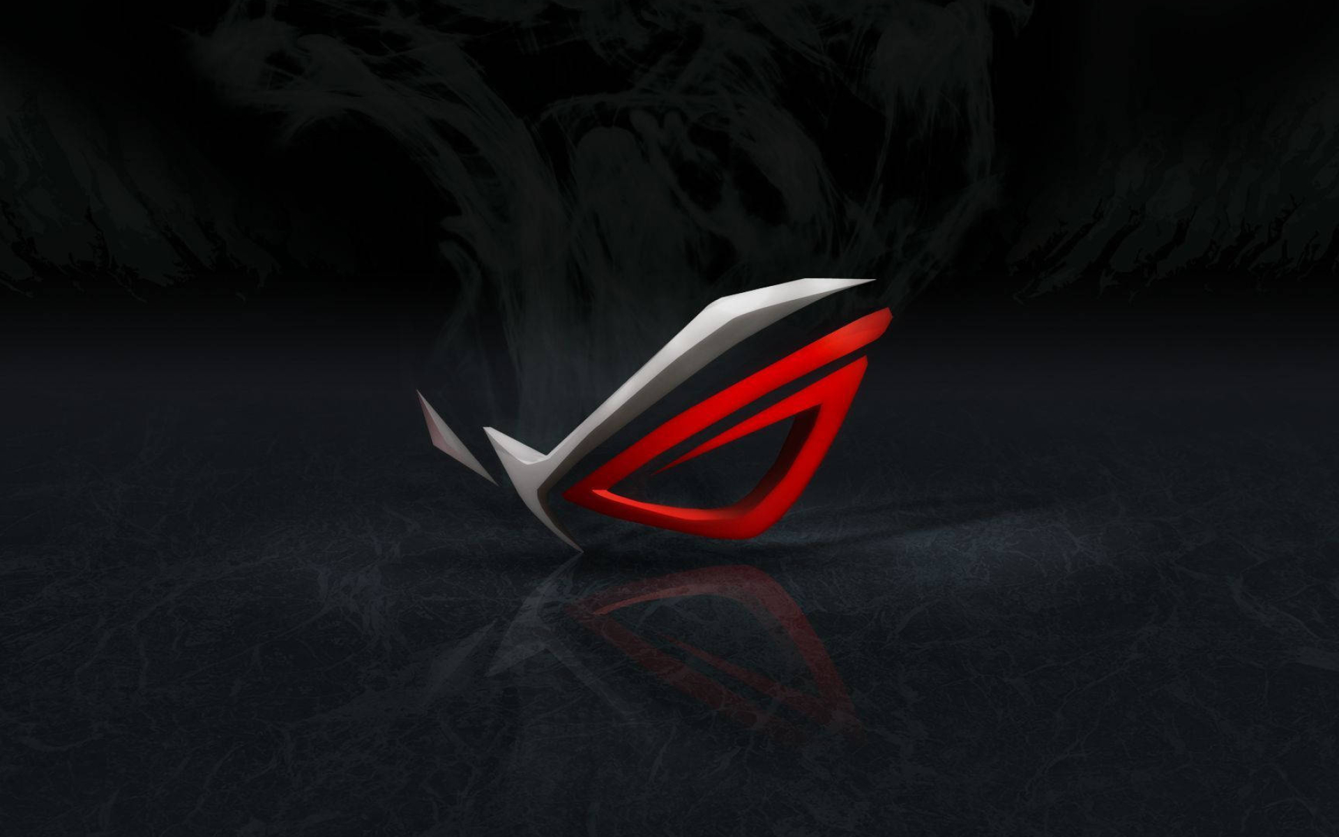 ASUS Republic of Gamers logo, Dark marbled floor reflection, Smoky black backdrop, HD Desktop wallpaper