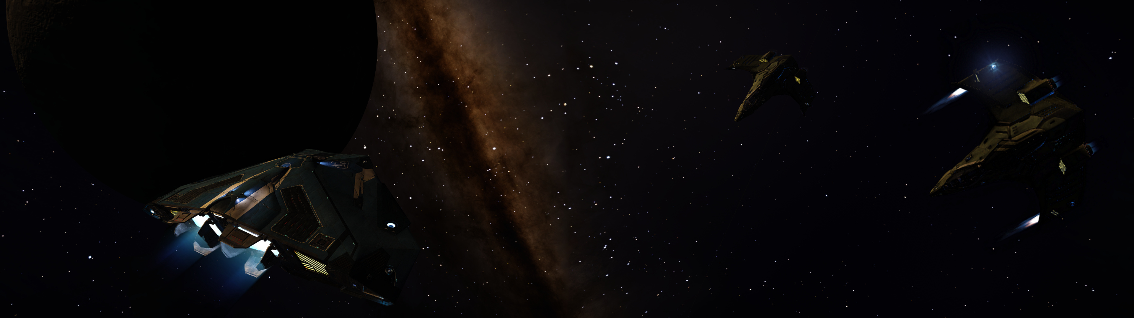 EVE Online, Elite Dangerous, Dual monitor, Gaming backgrounds, 3840x1080 Dual Screen Desktop