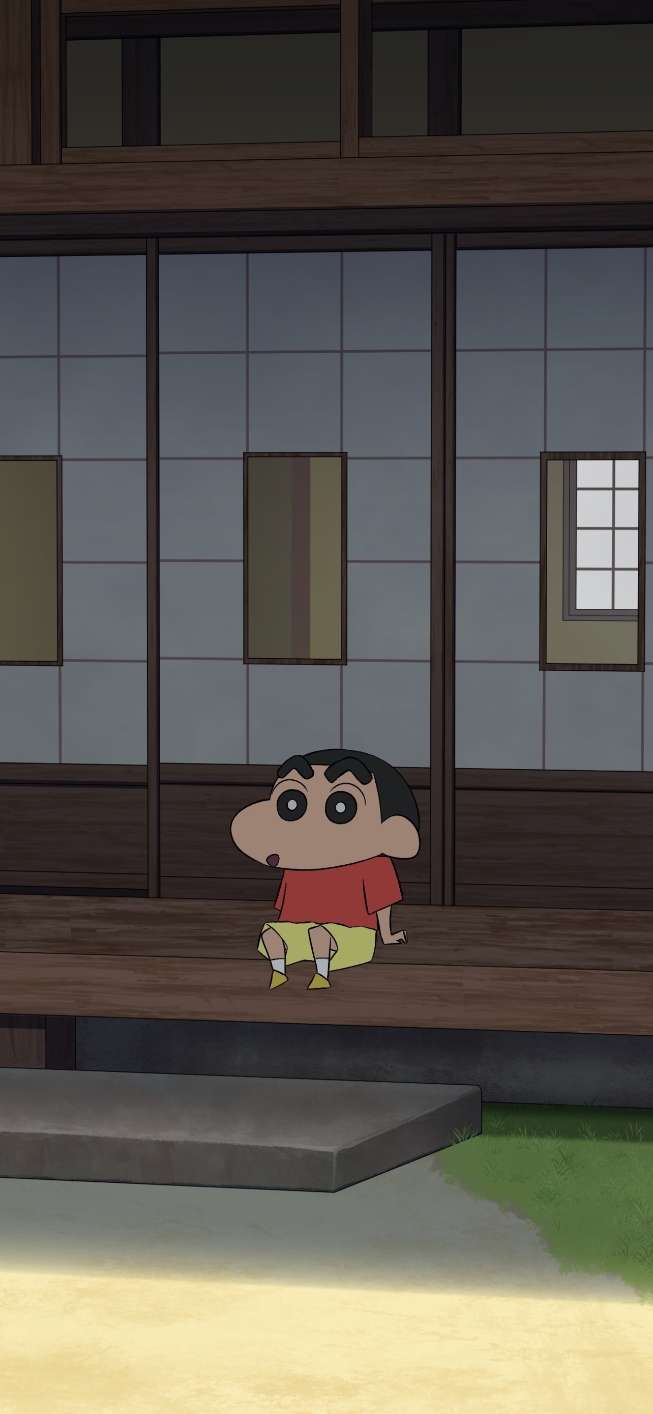 Shinnosuke Nohara, traditional Japanese engawa, sliding shoji screen, HD Phone wallpaper