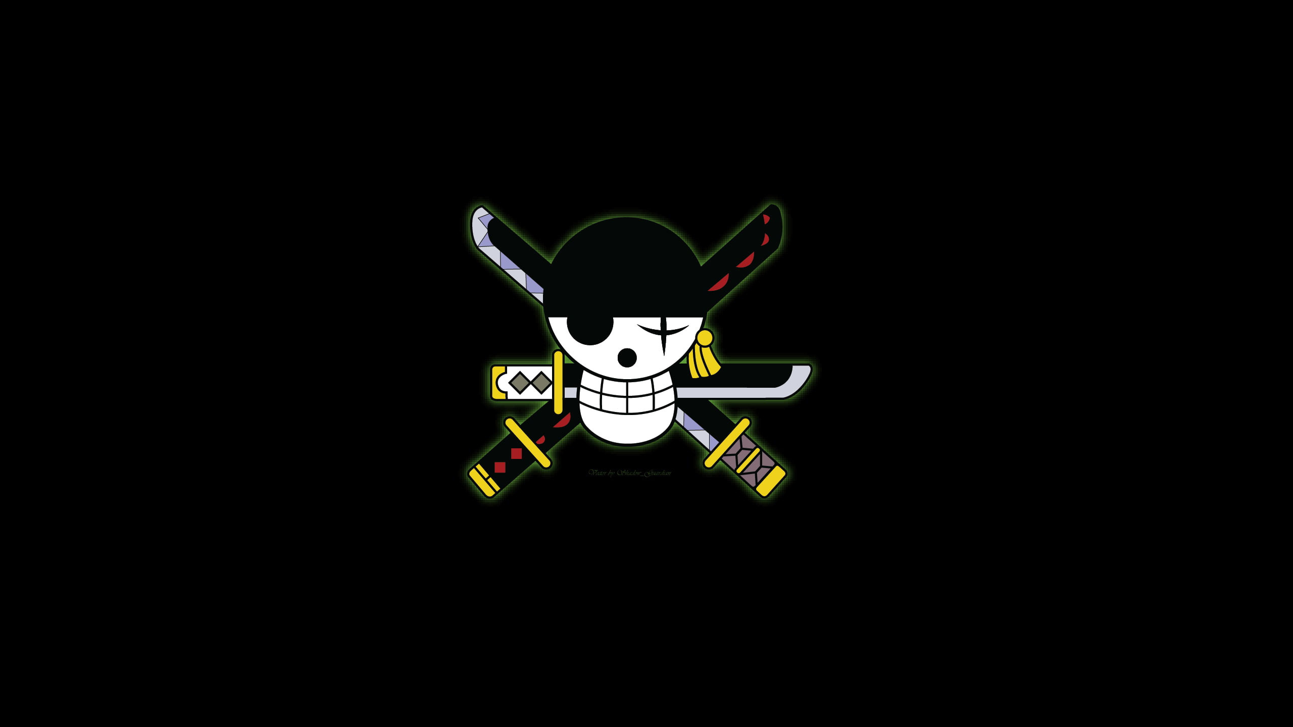 Roronoa Zoro Jolly Roger, three crossed katanas, One Piece anime, HD Desktop wallpaper