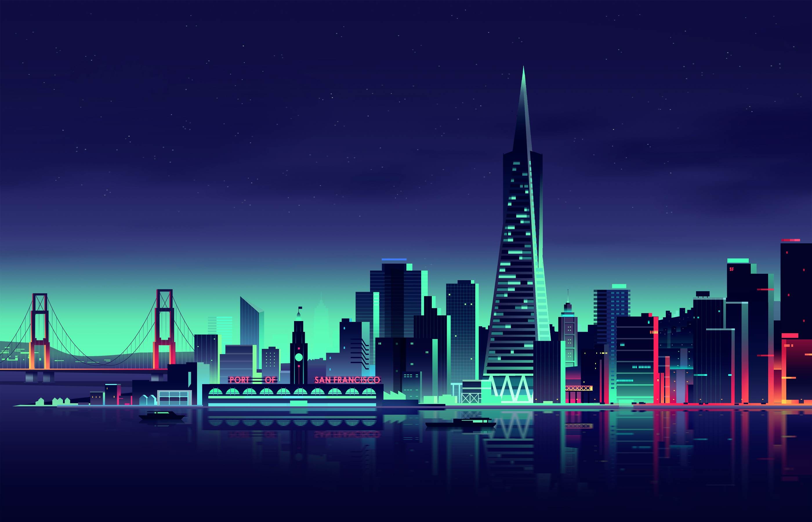 San Francisco Travels, Minimalist city, HD wallpapers, Artistic imagery, 2800x1800 HD Desktop