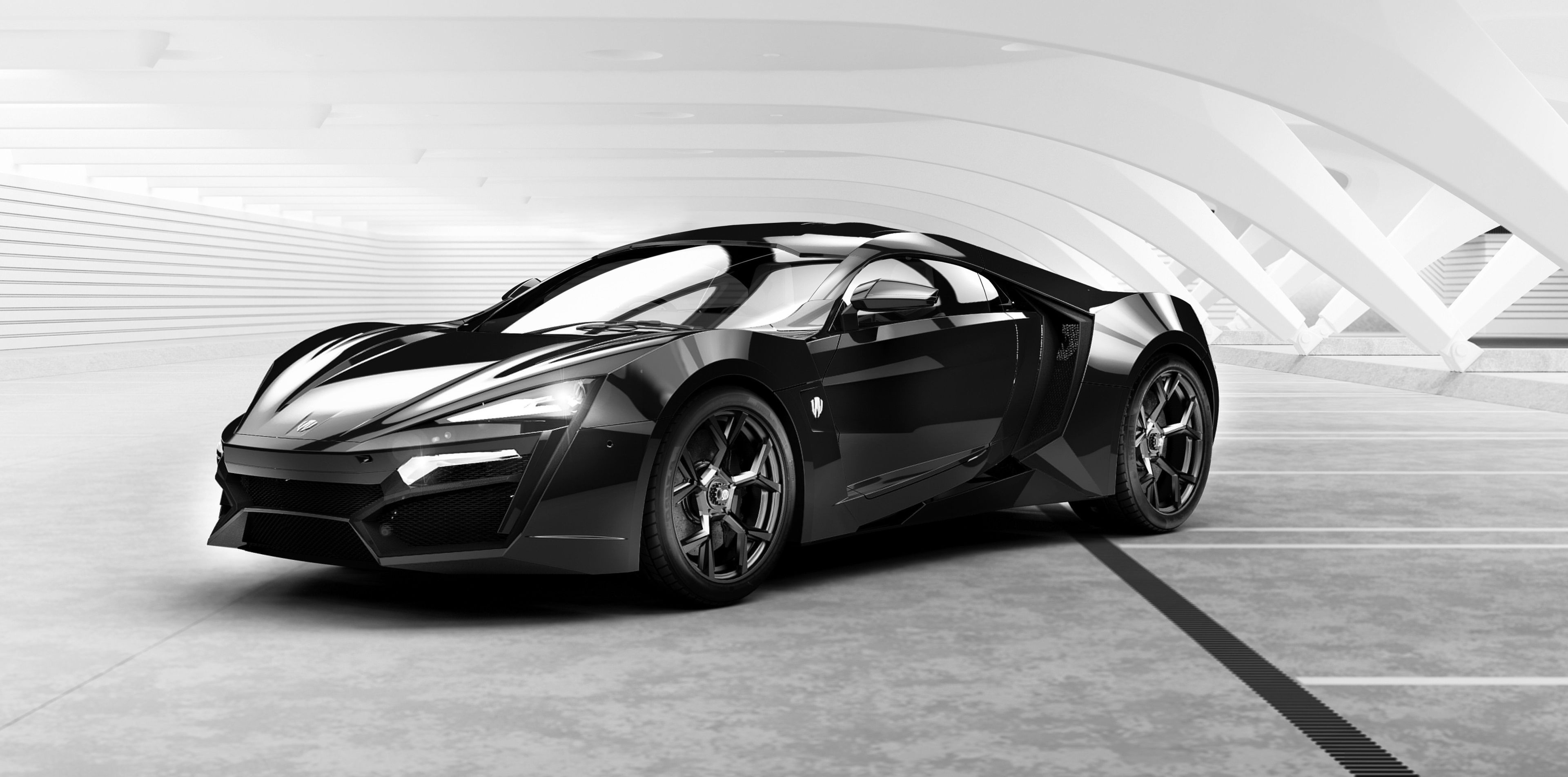 Monochrome, Lykan HyperSport Wallpaper, 3840x1910 Dual Screen Desktop