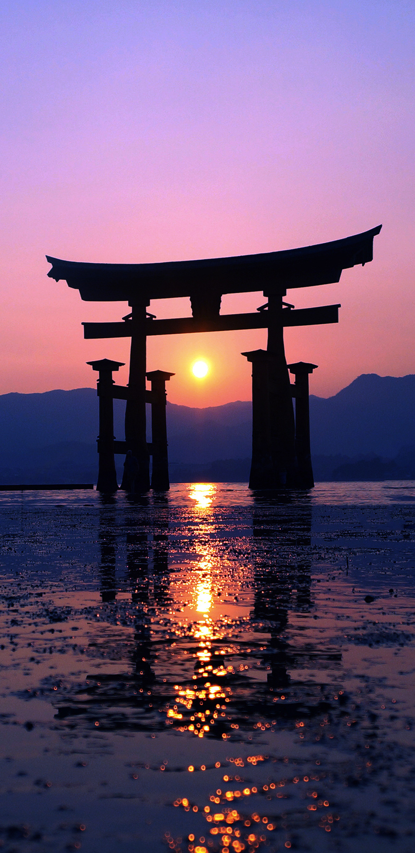 Japan sunset, Purple evening, Samsung Galaxy wallpapers, Vibrant colors, 1440x2960 HD Phone