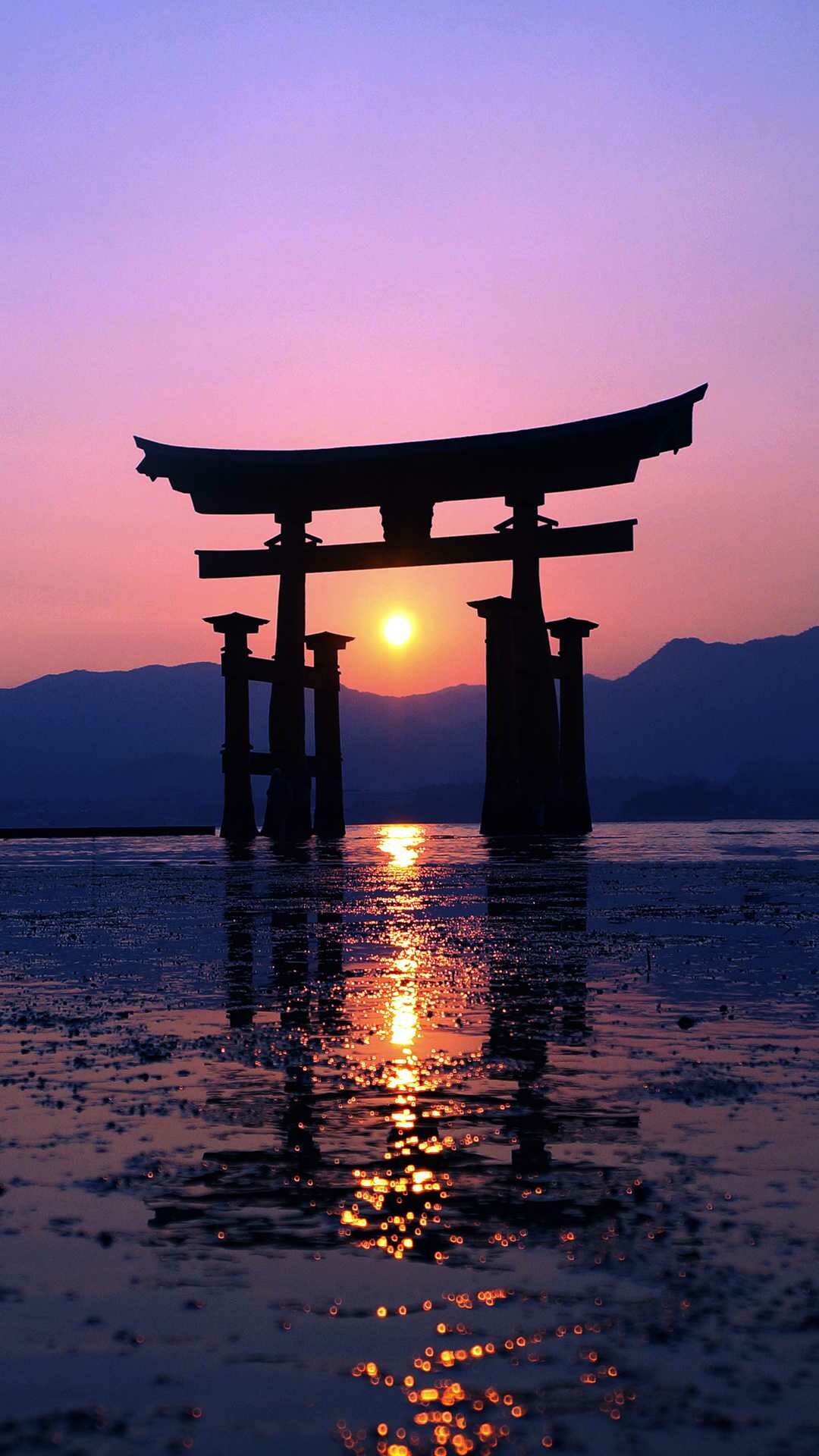 Sunset in Japan, Beautiful wallpaper, Serene landscapes, Golden hour, 1080x1920 Full HD Phone