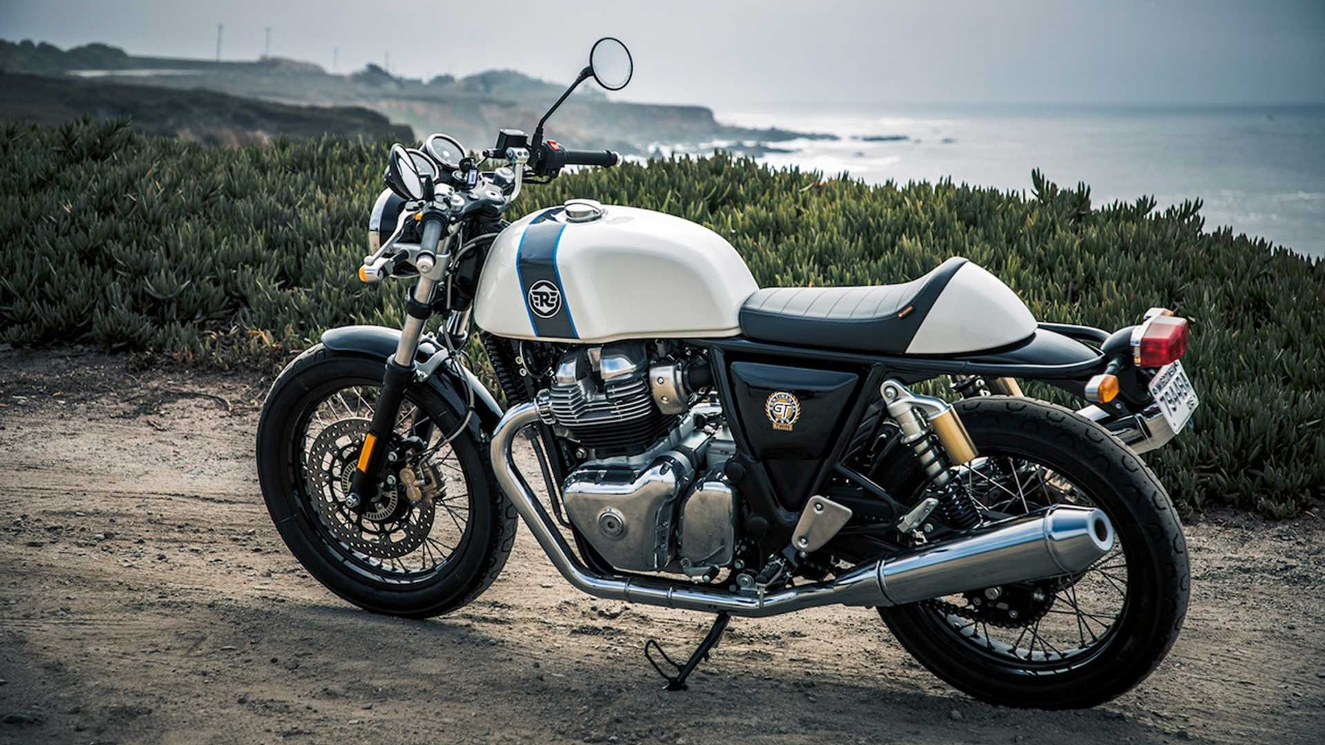 Royal Enfield Continental GT 650, Cafe racer seat cowl, Coastal cliffside dirt road, Full HD Desktop wallpaper