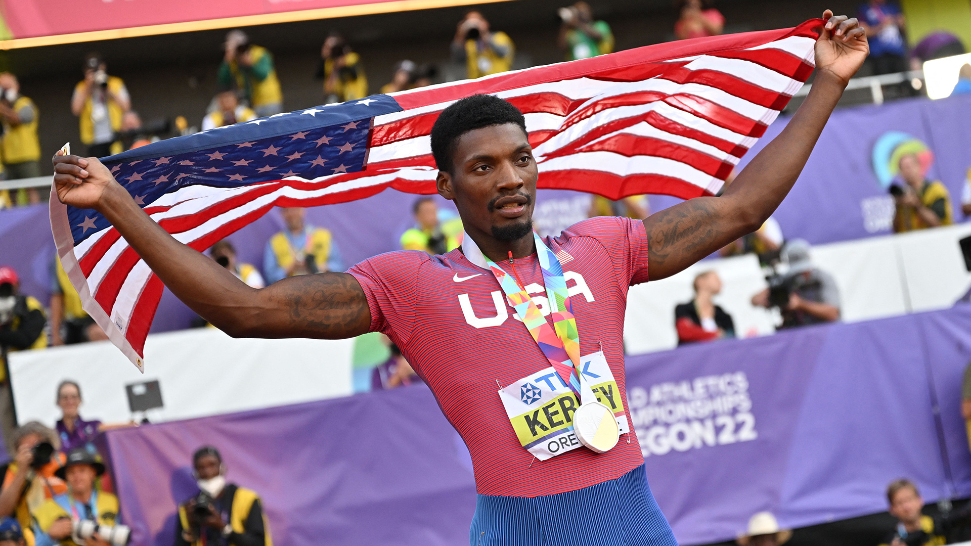 Fred Kerley, Usain Bolt rival, Eugene, 1920x1080 Full HD Desktop