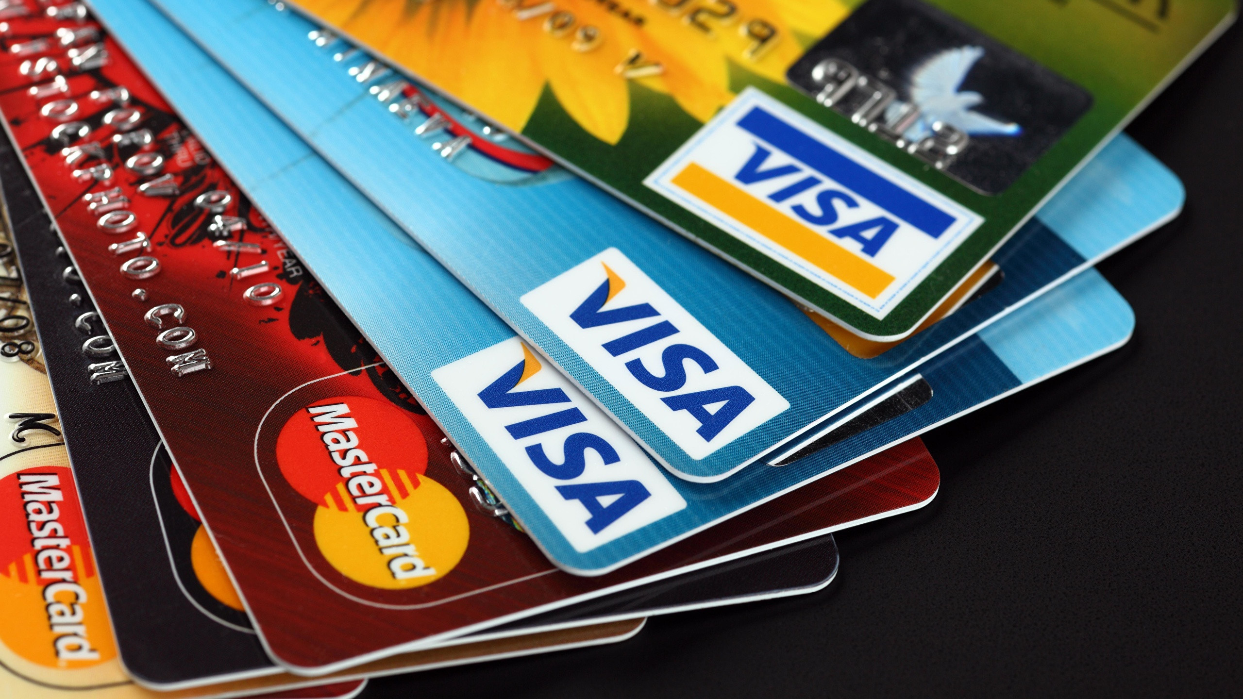 Mastercard, Credit cards mock up, Visa background, Crop, 2560x1440 HD Desktop