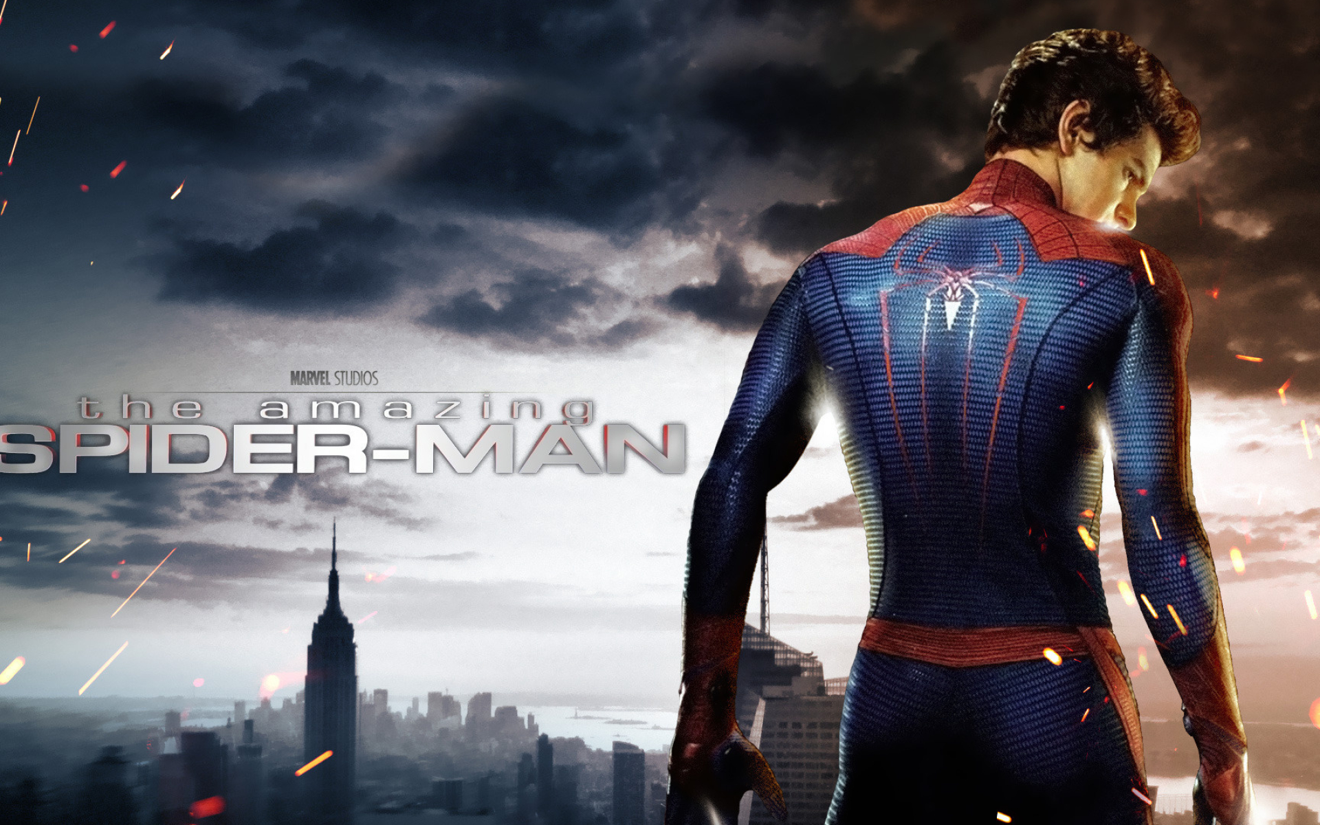 Andrew Garfield Spider-Man, The Amazing Spider-Man logo, Empire State Building skyline, HD Desktop wallpaper