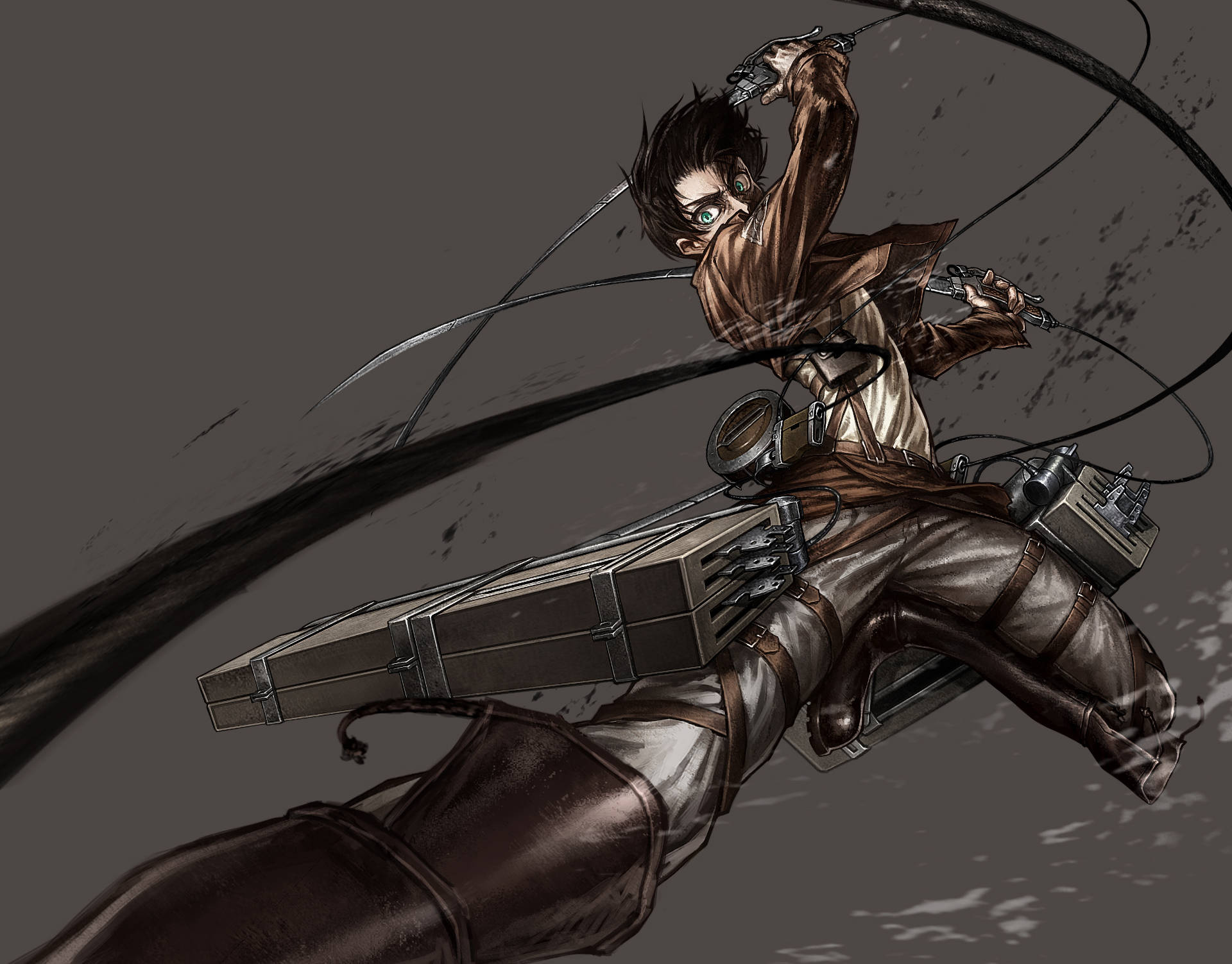Eren Yeager, Omni-Directional Mobility gear, Scout Regiment uniform, HD Desktop wallpaper