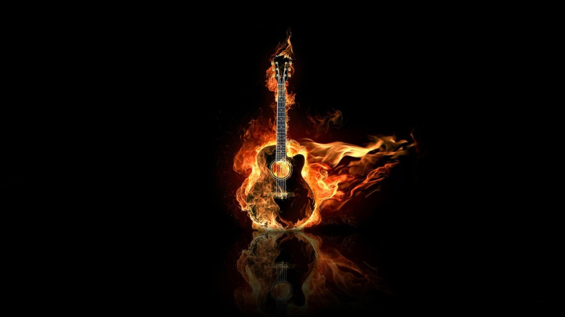 Acoustic Guitar, Guitar on Fire Wallpaper, 1920x1080 Full HD Desktop