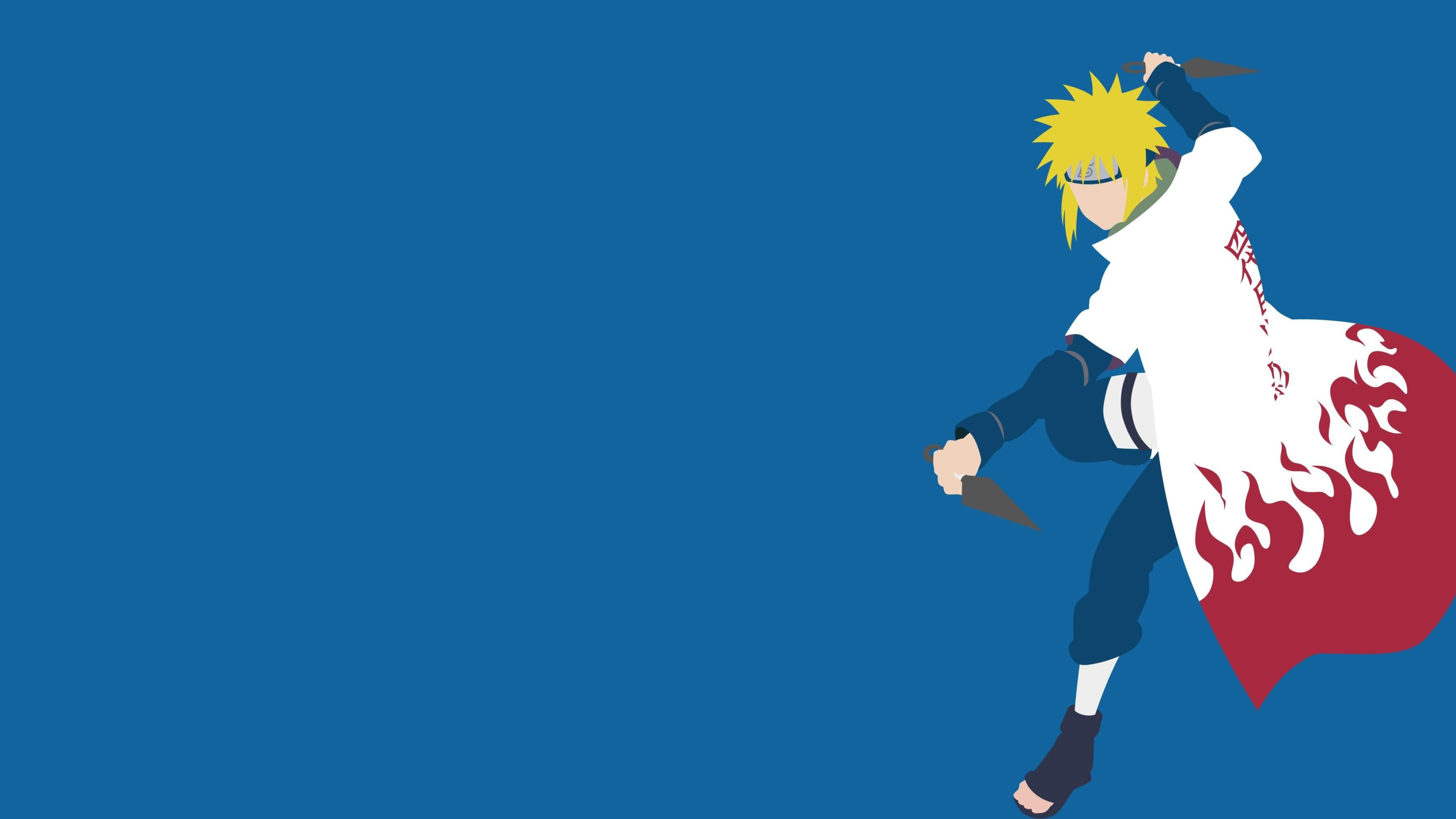 Minato Namikaze, Fourth Hokage cloak, Flying Thunder God kunai, 4K Desktop wallpaper