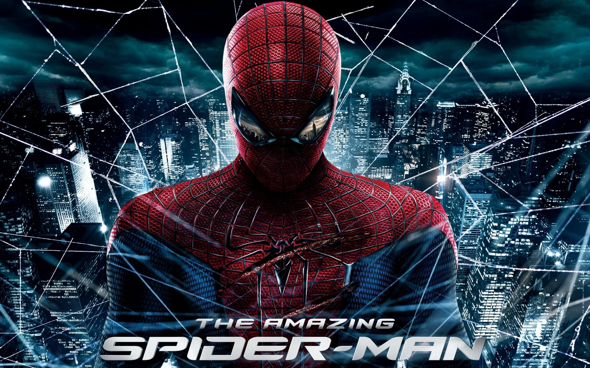 Andrew Garfield Spider-Man, THE AMAZING SPIDER-MAN, nighttime New York City skyline, HD Desktop wallpaper