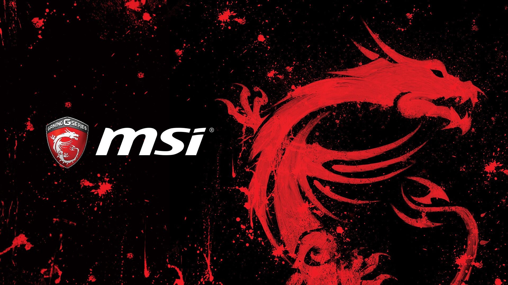 MSI gaming dragon, MSI Gaming Series logo, red splatter texture, Full HD Desktop wallpaper