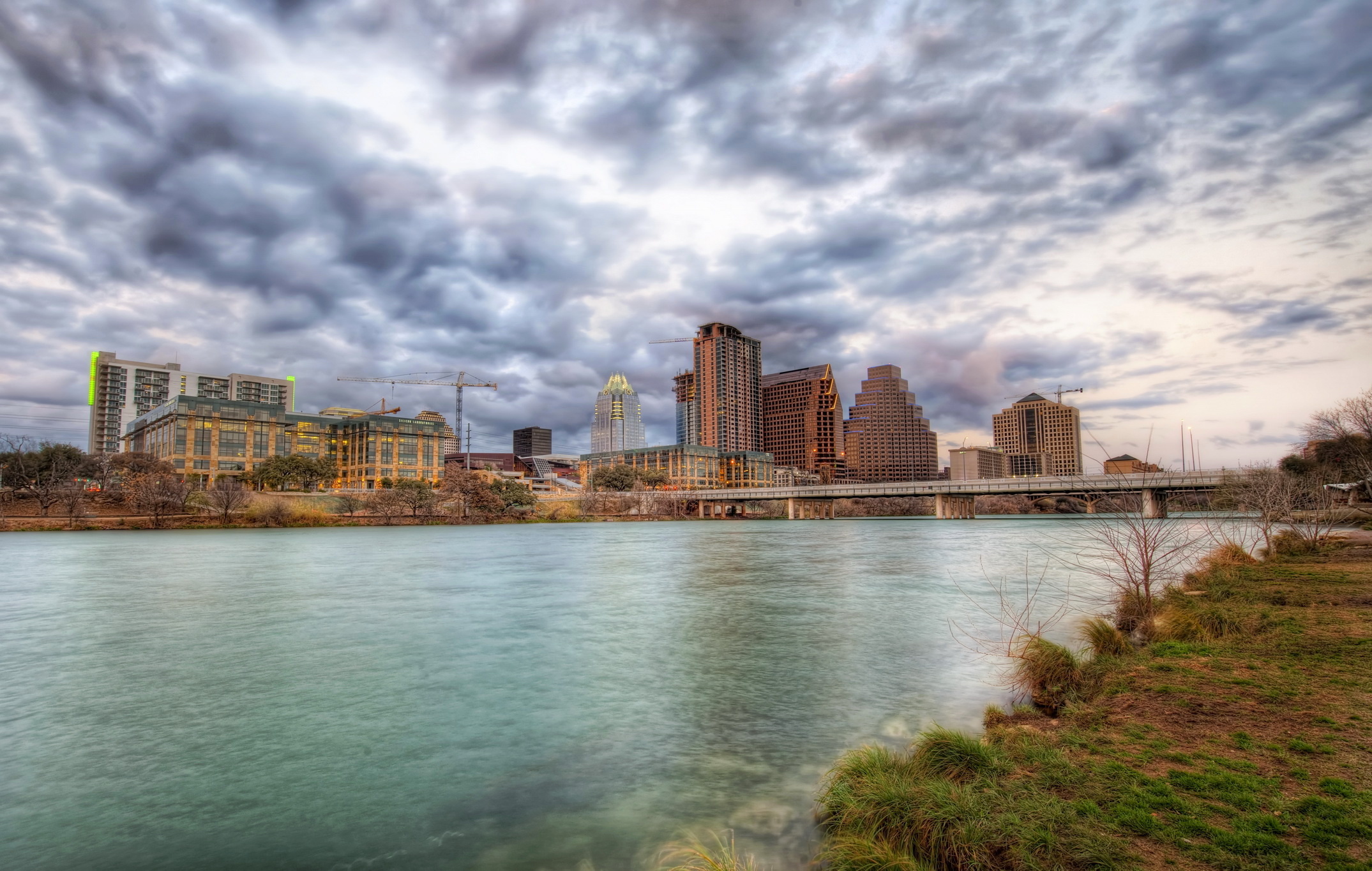 Austin Skyline, Texas desktop wallpapers, HDR photography, Austin bridges, 2150x1370 HD Desktop