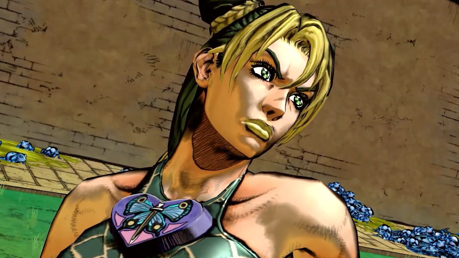 Jolyne Cujoh, poison dart frogs, butterfly heart emblem, Full HD Desktop wallpaper
